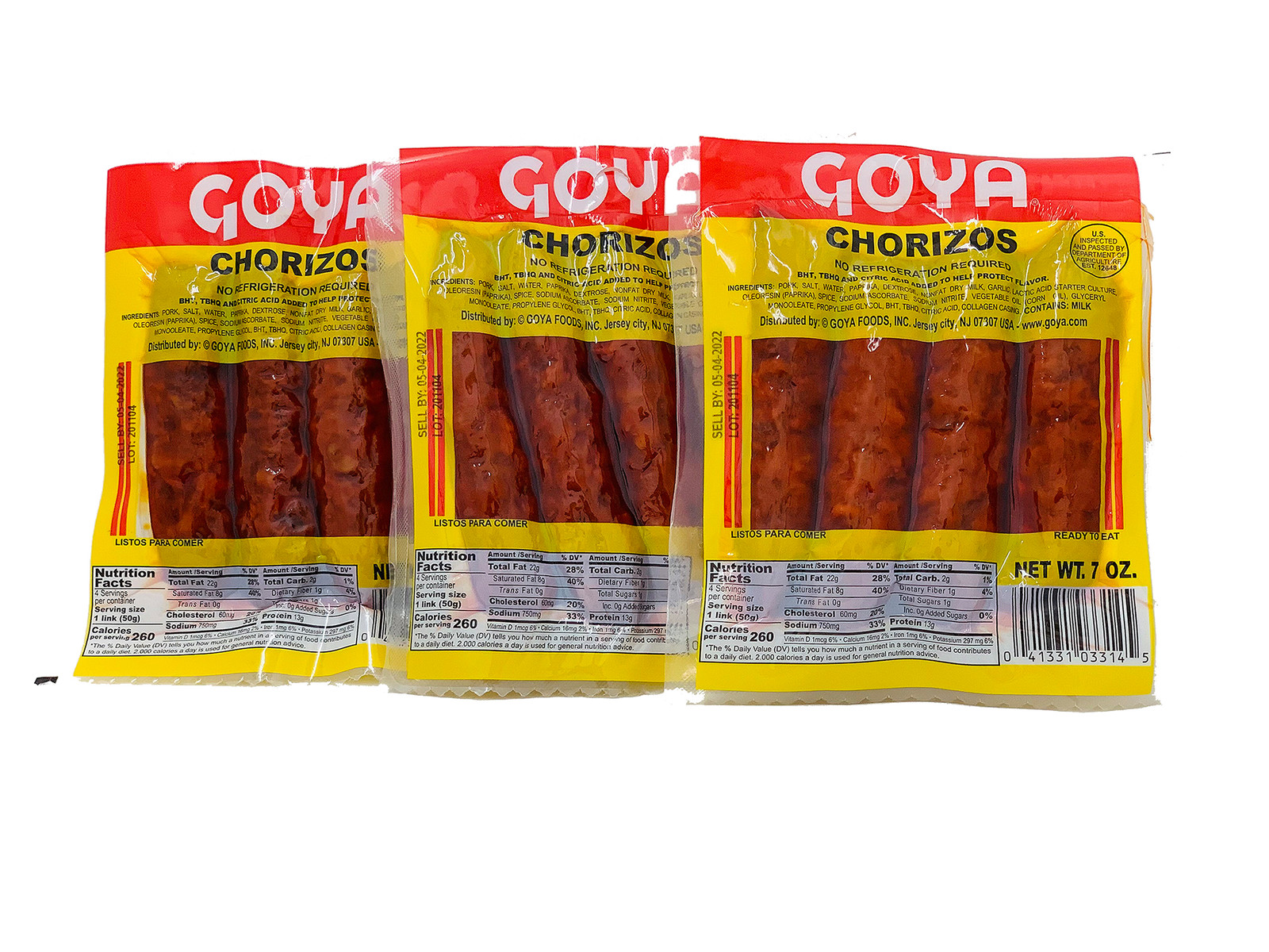 Chorizo Goya 4 Chorizos per pack 7 oz (3 Pack)