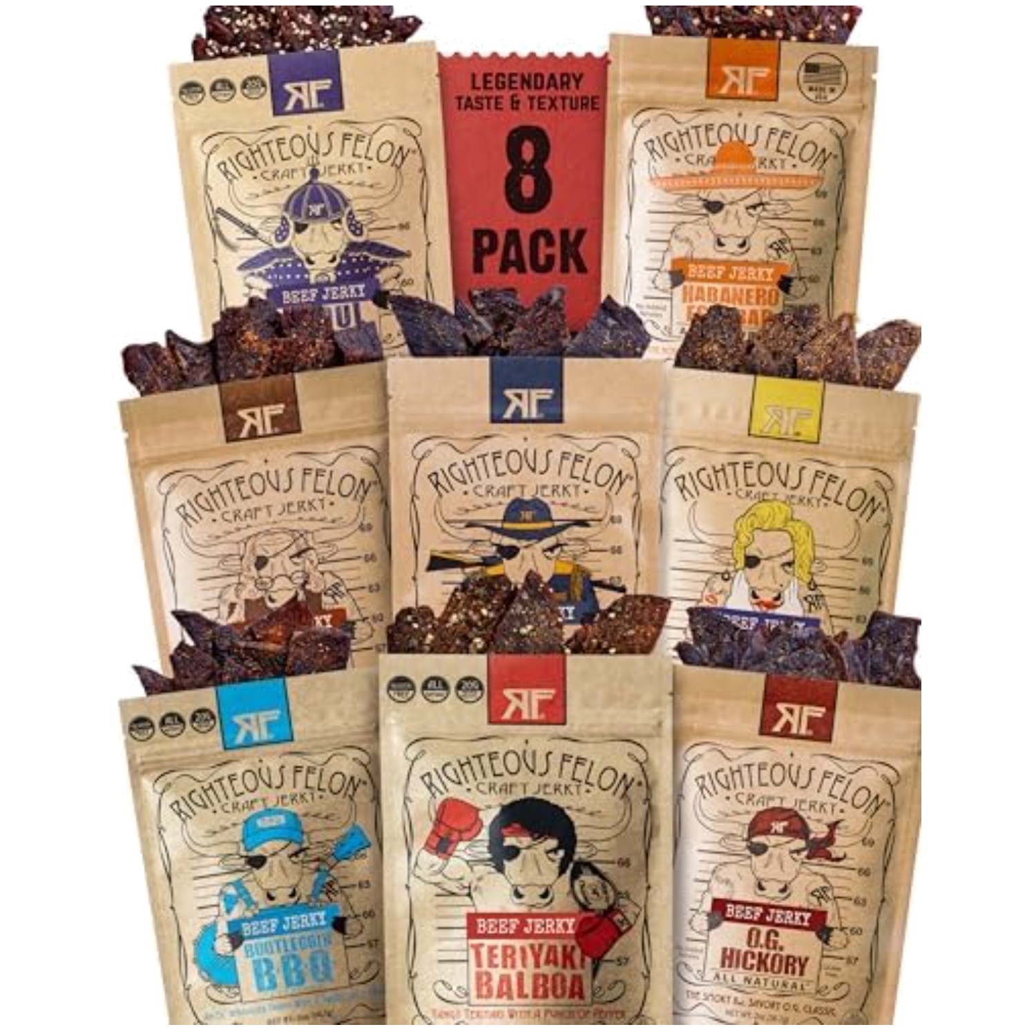 Keto Friendly Beef Jerky Variety Pack – 8 Flavors