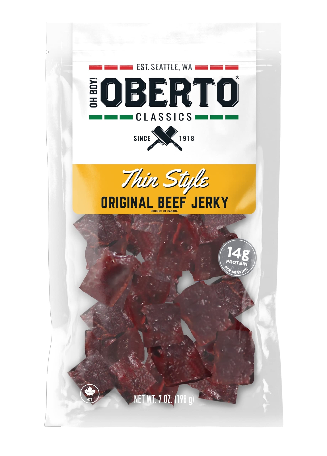 Oberto Classics Thin Style Original Beef Jerky 7oz High Protein Snack