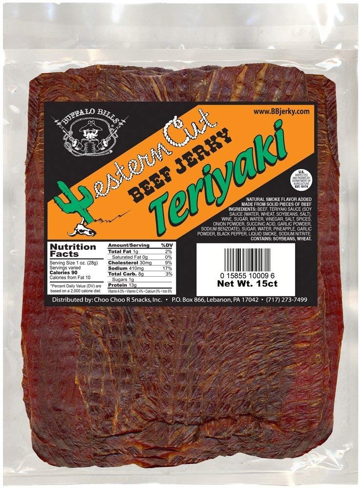 18oz Teriyaki Western Cut Big Slab Beef Jerky 15 beef jerky slabs per bag