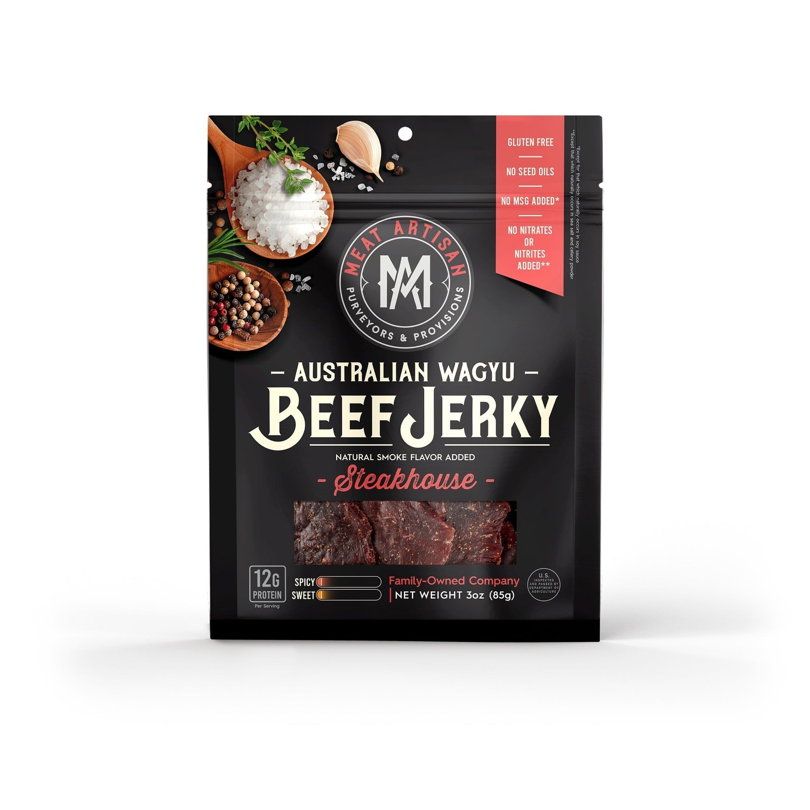 AUSTRALIAN WAGYU BEEF JERKY – SWEET HEAT STEAKHOUSE TENDER OUR GEHRKE SHOP 3 oz.
