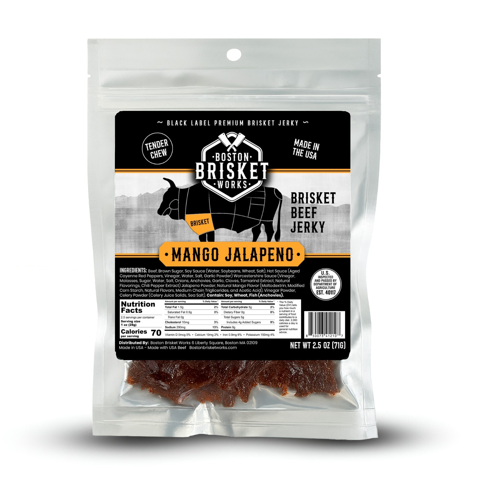 BEEF BRISKET JERKY – Mango Jalapeno Flavor – USA Beef – Fast Shipping