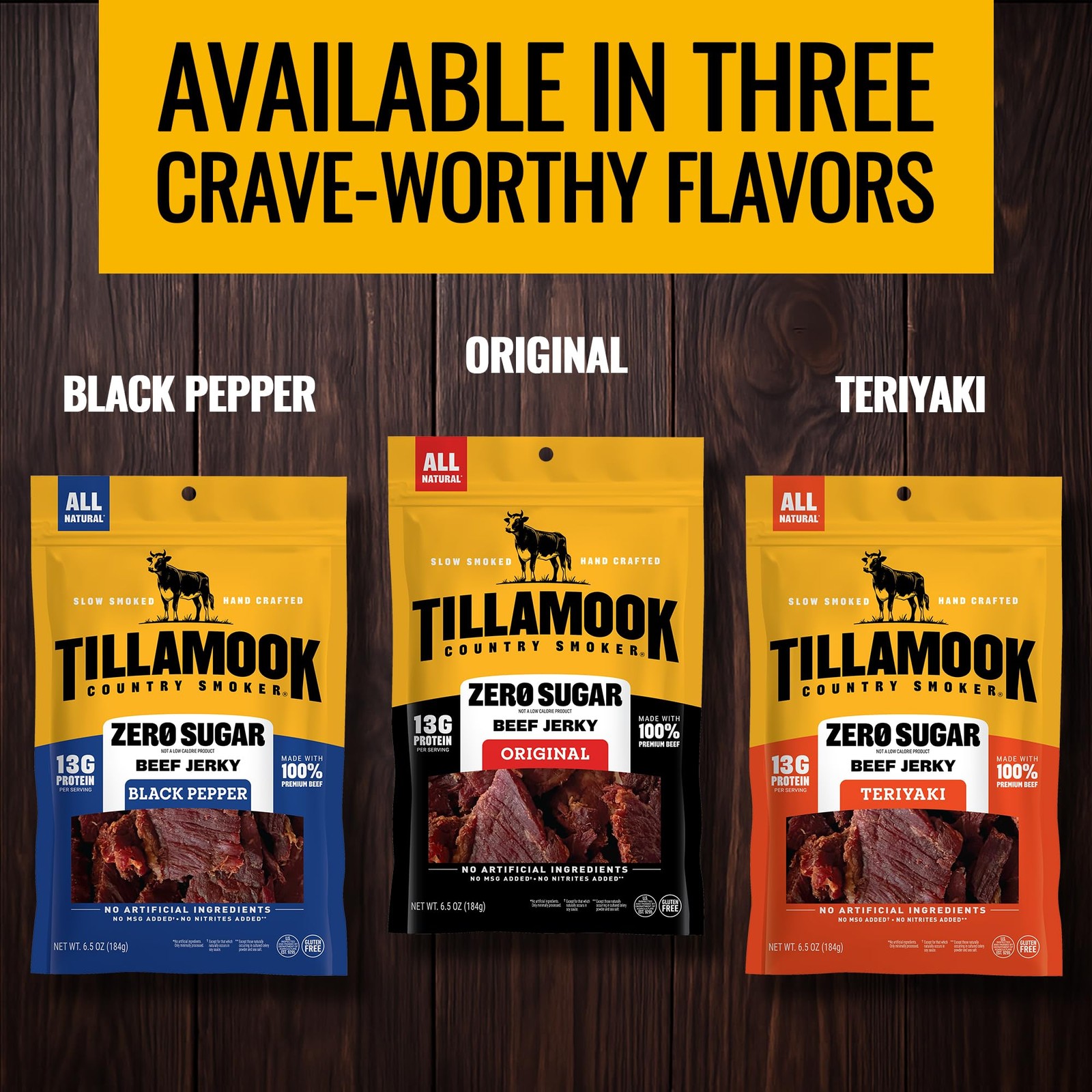Tillamook Country Smoker Zero Sugar Original Beef Jerky Sticks, 6.5 Oz, 14g Prot