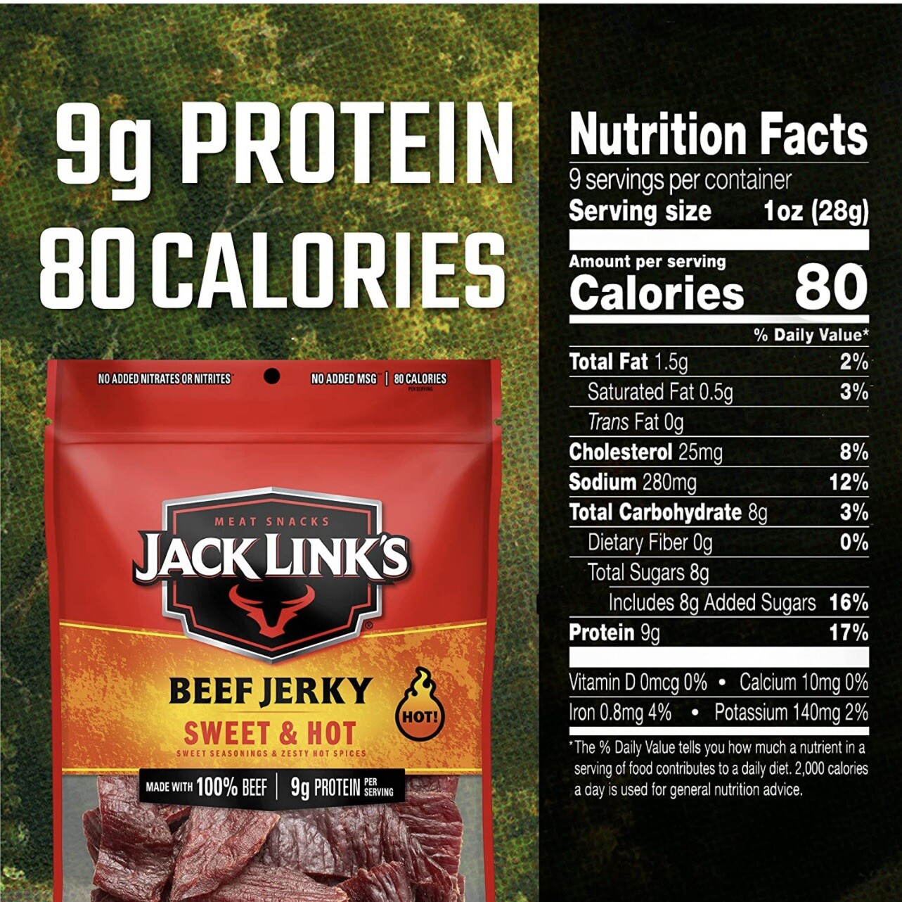 Jack Link’s Beef Jerky, Sweet & Hot – Spicy Everyday Snack, 9 Oz. (Pack of 2) !!