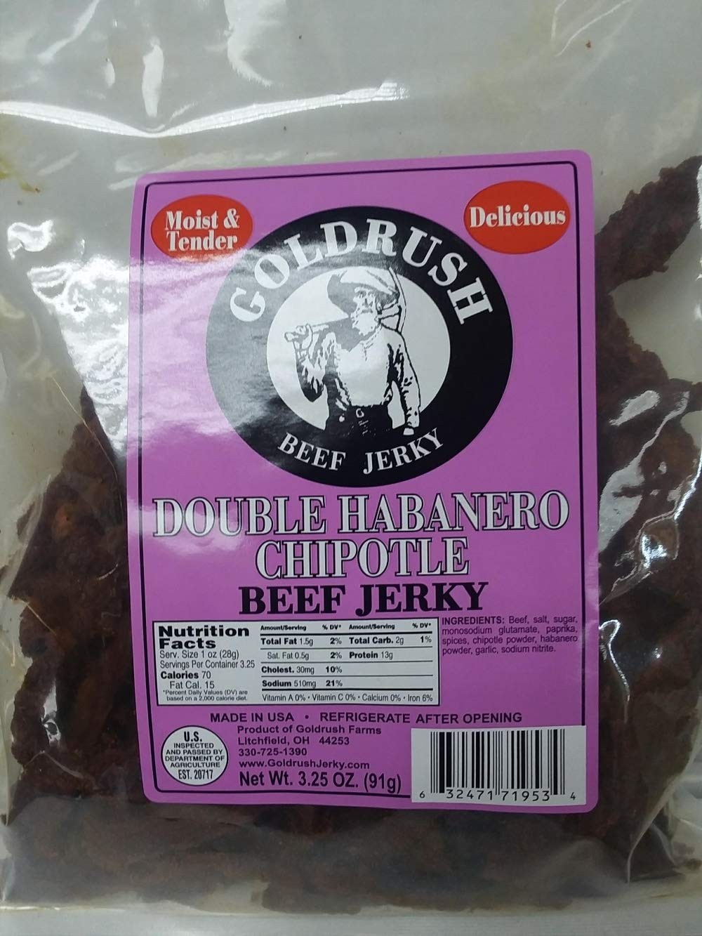 Gold Rush Premium Jerky 15 Oz. Double Habanero Chipotle