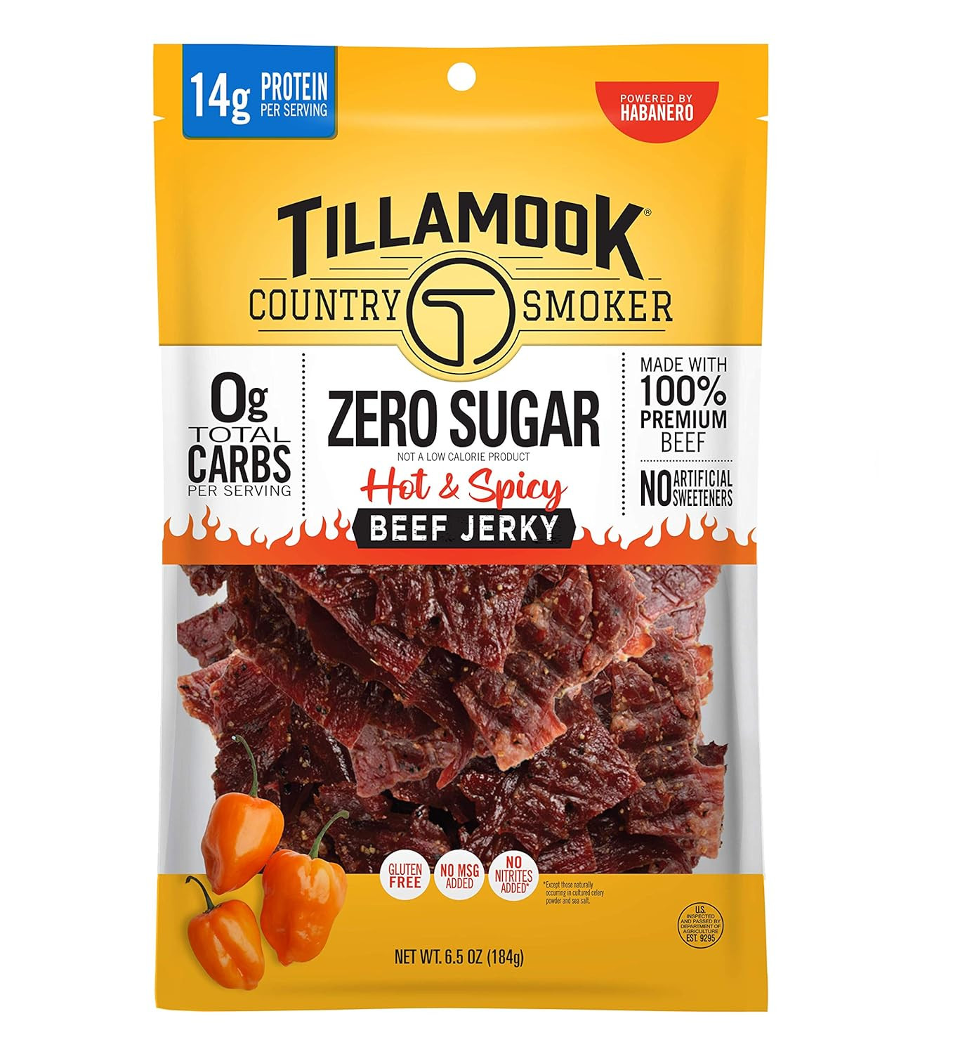 Tillamook Country Smoker Keto Friendly Zero Sugar Beef Jerky, Teriyaki, 6.5 Ounc