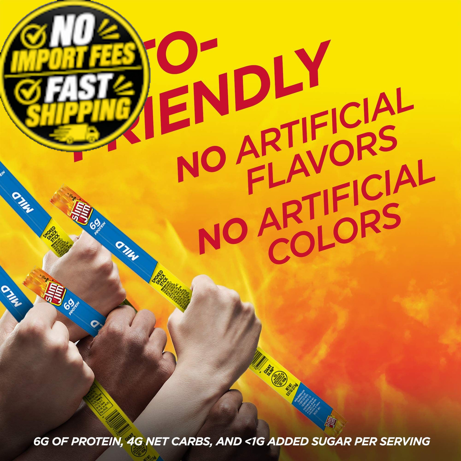 Slim Jim Giant Smoked Jerky Sticks, Mild Flavor, 0.97 Ounce (Pack of 24)