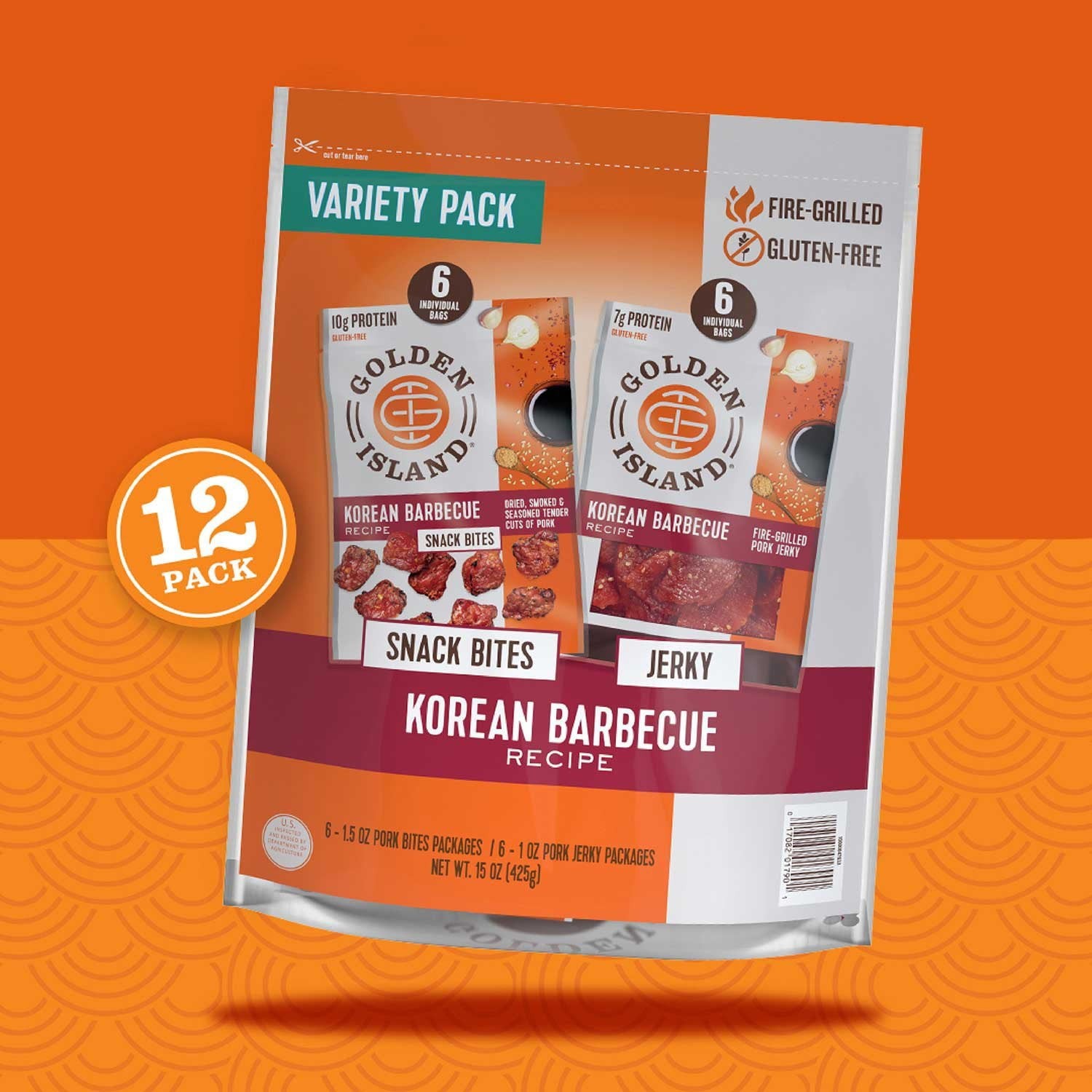 Golden Island Korean Barbecue Pork Jerky and Snack Bites, 1.50 oz., 12 pk.