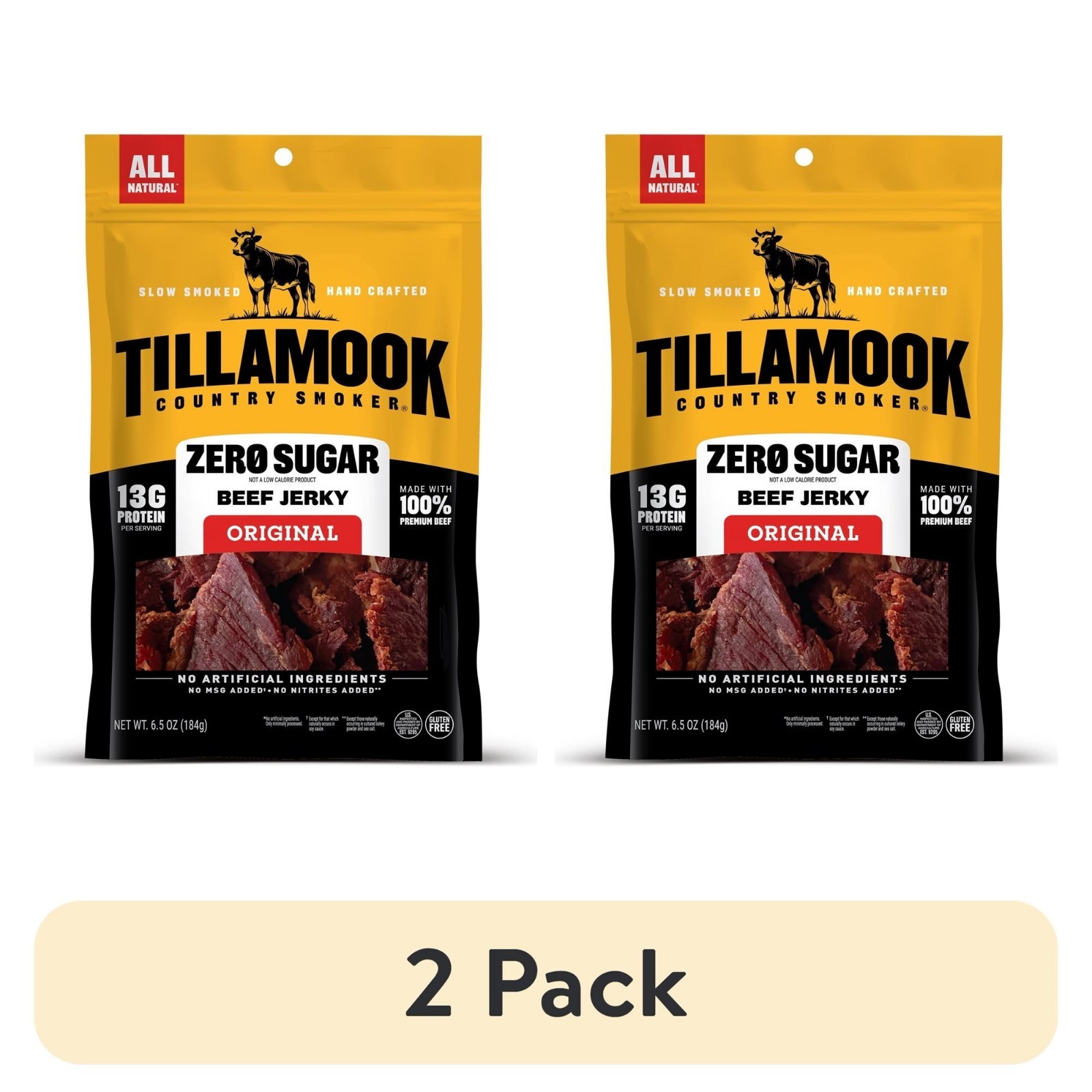 Tillamook Country Smoker Keto Friendly Zero Sugar Beef Jerky, Black Pepper, 6.5