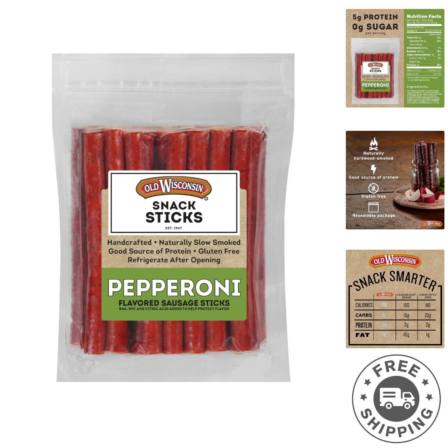 Pepperoni Sausage Snack Sticks – High Protein, Low Carb, Keto-Friendly Treat