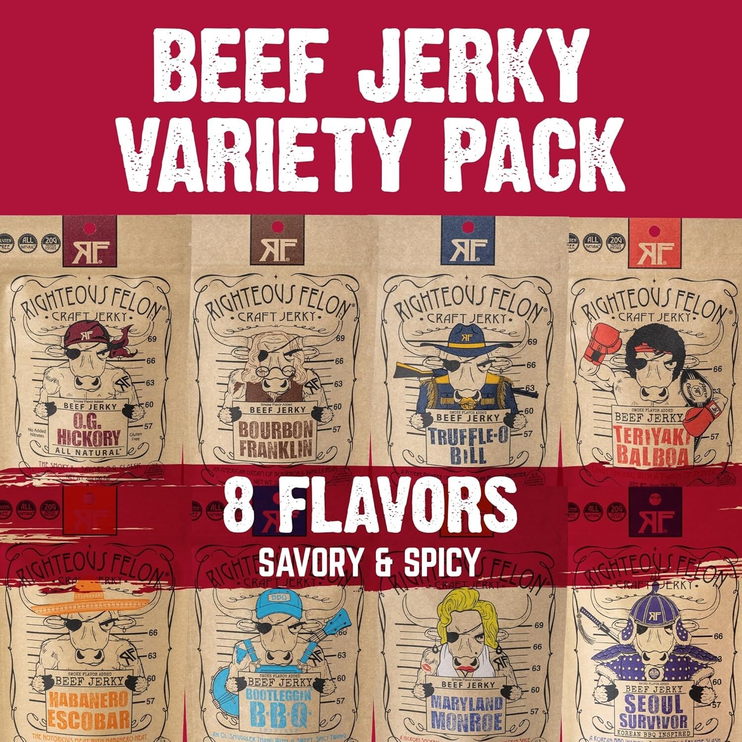 Indulgent Beef Jerky Gift Set – 8 Flavors, Gluten-Free & Protein-Rich Delights