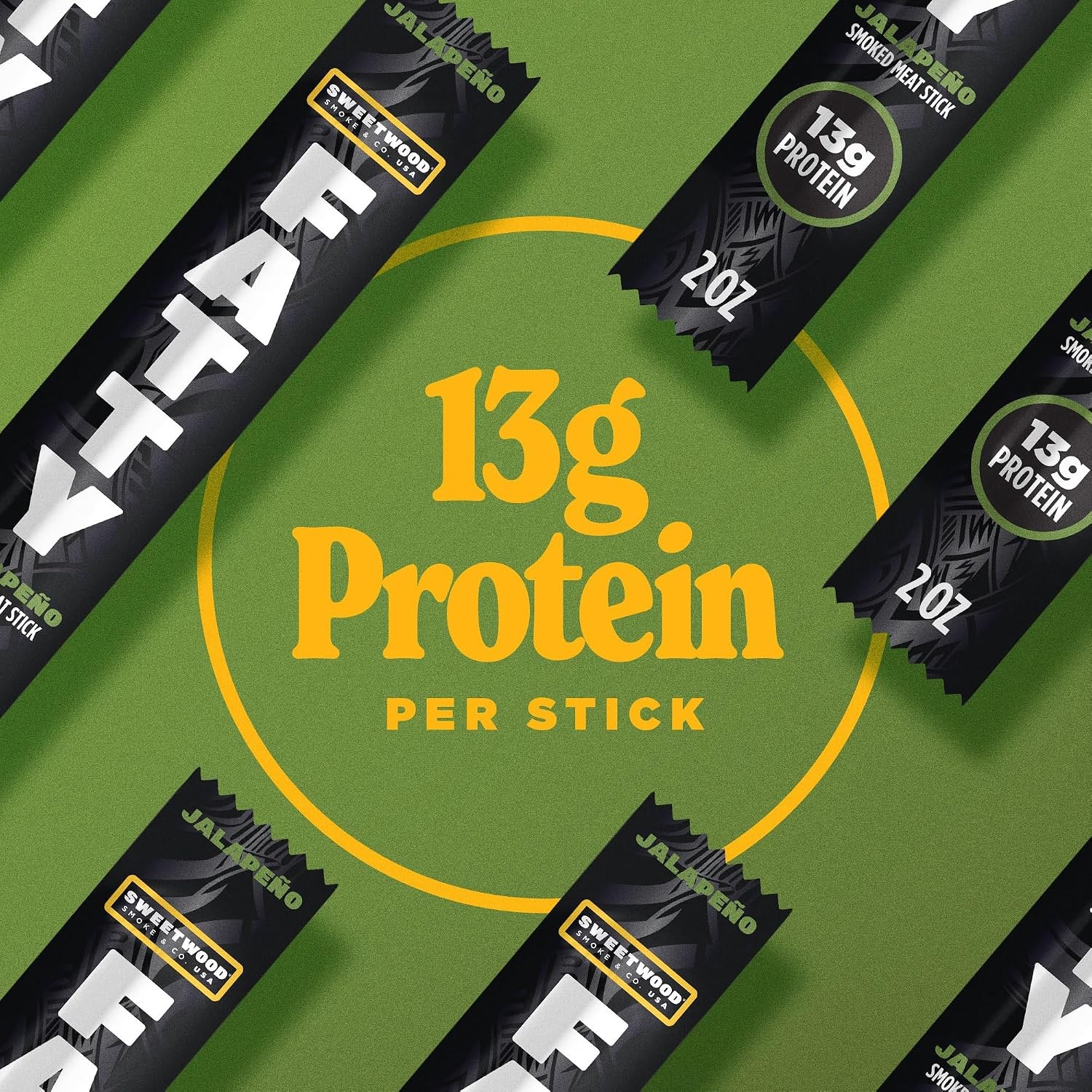 FATTY Meat Jerky Snack Sticks, Jalapeno, Spicy Hot High Protein 5 – 2 oz. Sticks