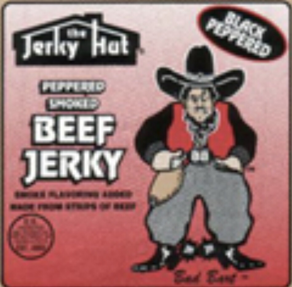 Bad Bart Cracked Black Peppered Jerky Hut Beef Jerky 1/2 Pound Bag 8oz Package