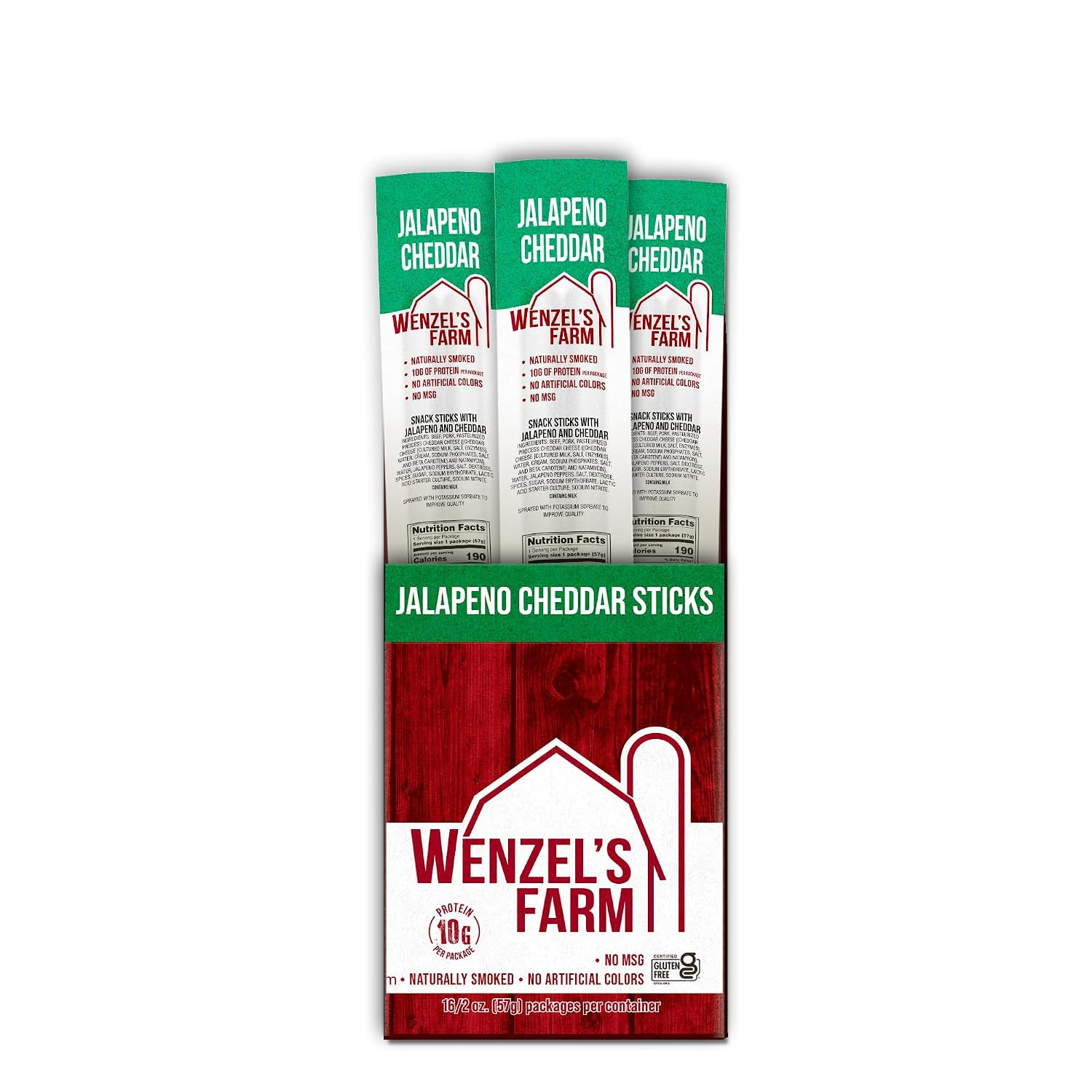 Wenzel’s Farm Jalapeno Cheddar Sticks │Snack Sticks │ Flavorful, Naturally Smoke
