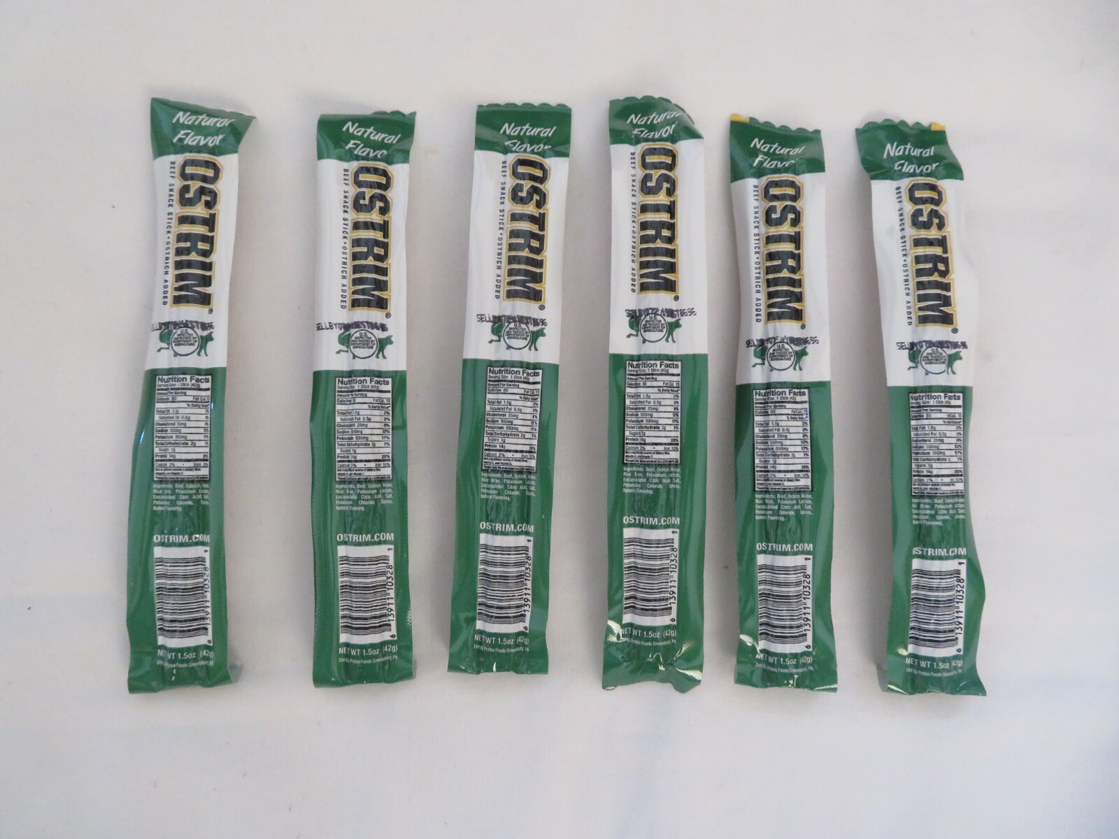 (6) OSTRIM High Protein Beef & Ostrich Snack Stick Natural Flavor 1.5 Oz Each @2