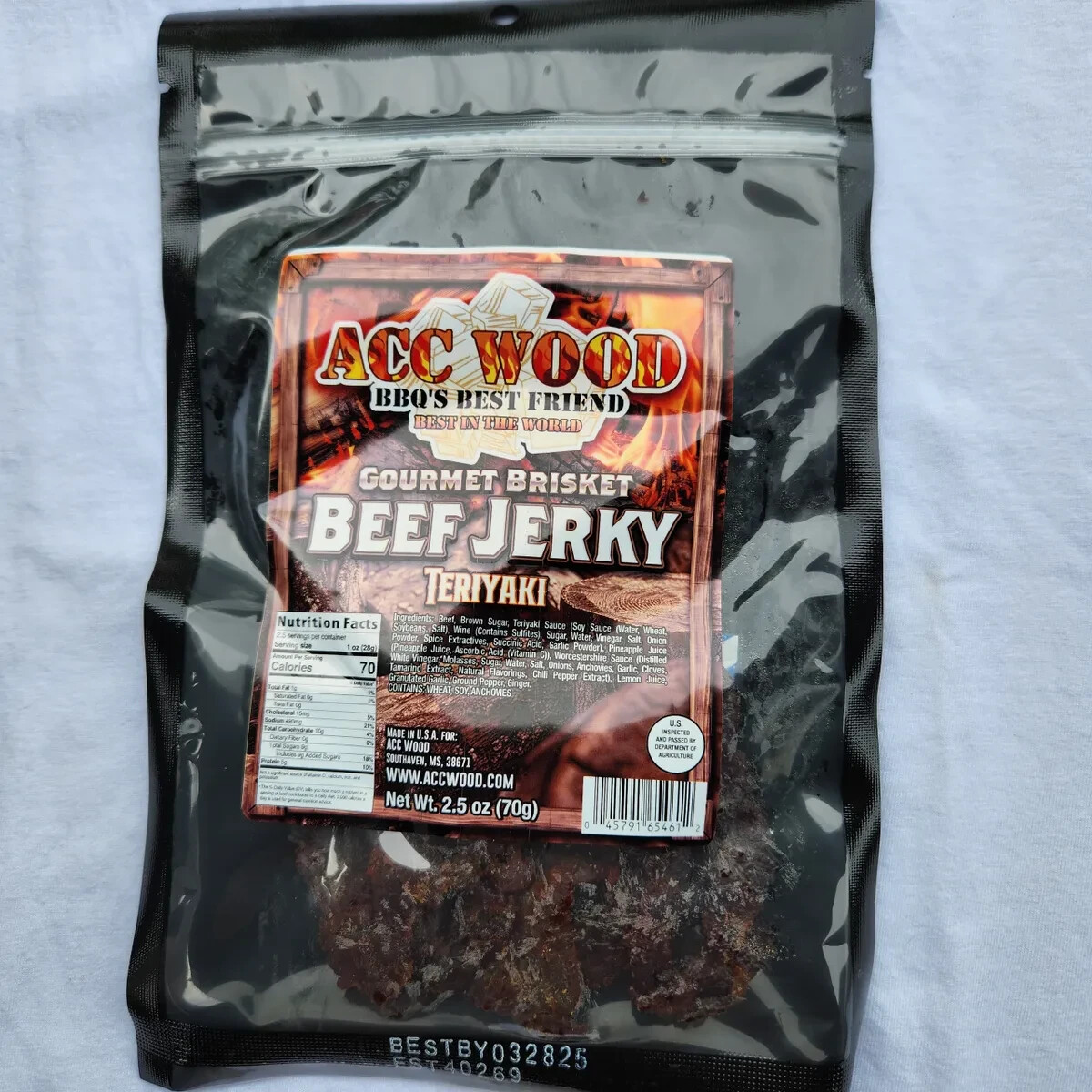 ACC WOOD TERIYAKI BRISKET BEEF JERKY 2.5oz.
