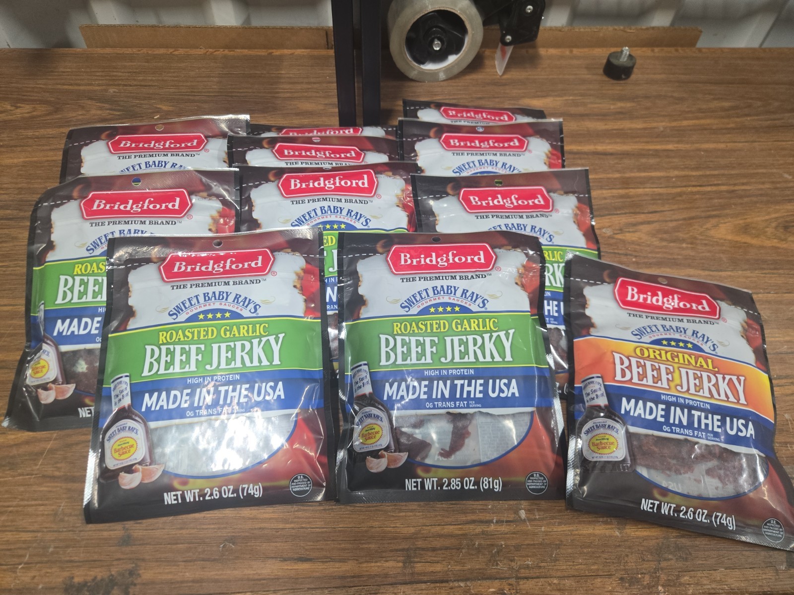 11 Bridgford Beef Jerky Roasted Garlic, 1 Original Sweet Baby Rays 2.85oz 4/27+
