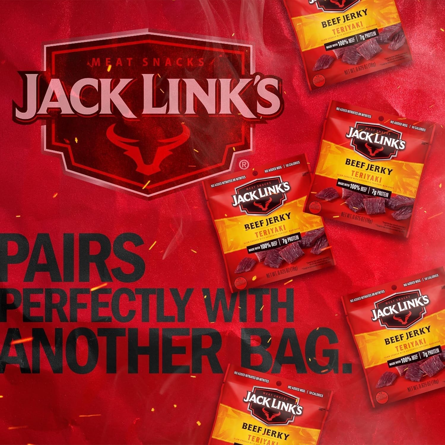 Convenient 20-Pack Teriyaki Beef Jerky – 0.625 oz Bags, High-Protein Snack
