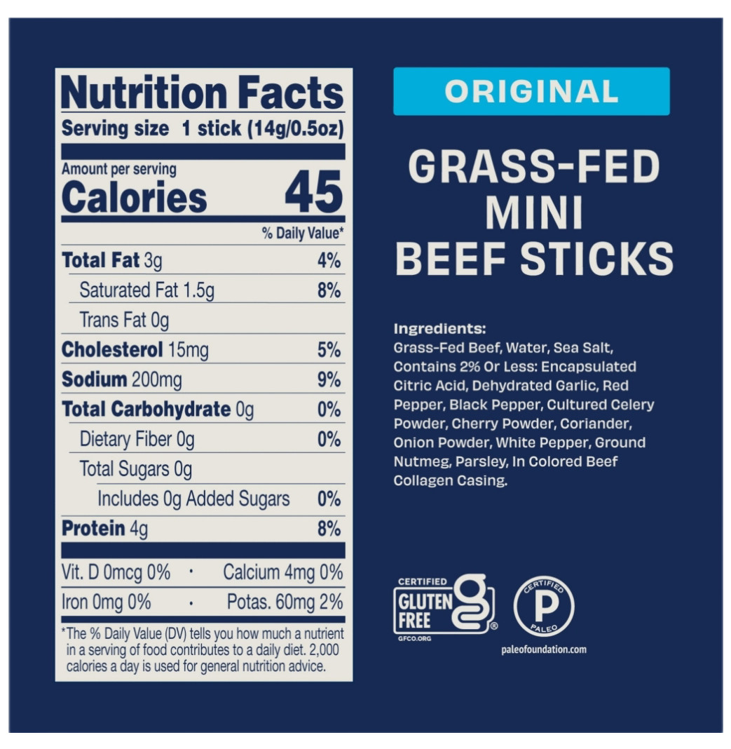 4 Country Archer Original Mini Beef Sticks (24 Pack each) Grass Fed.