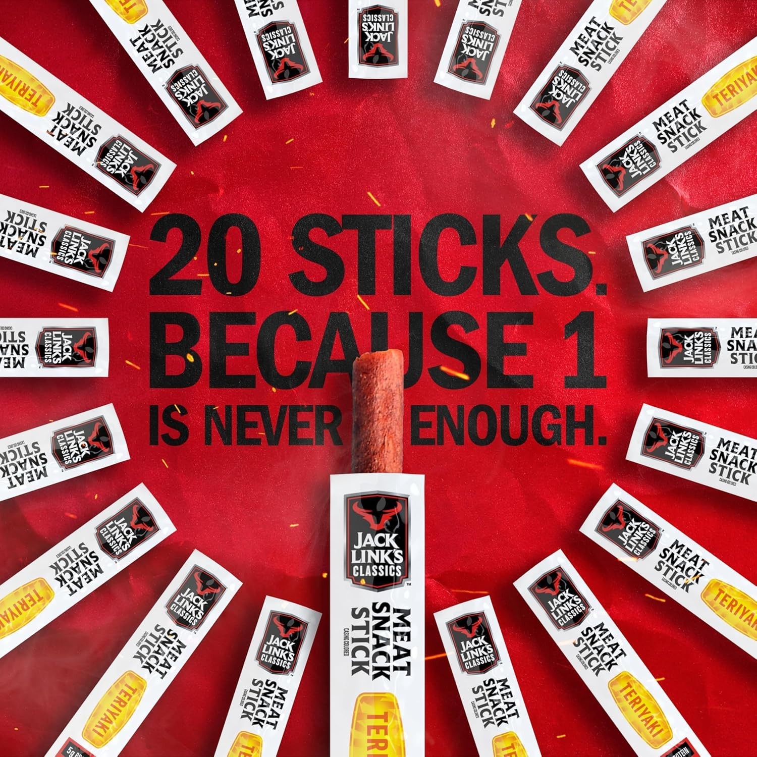 Jack Link’s Classics Teriyaki Jerky Sticks – Made with 0.8 Ounce (Pack of 20)