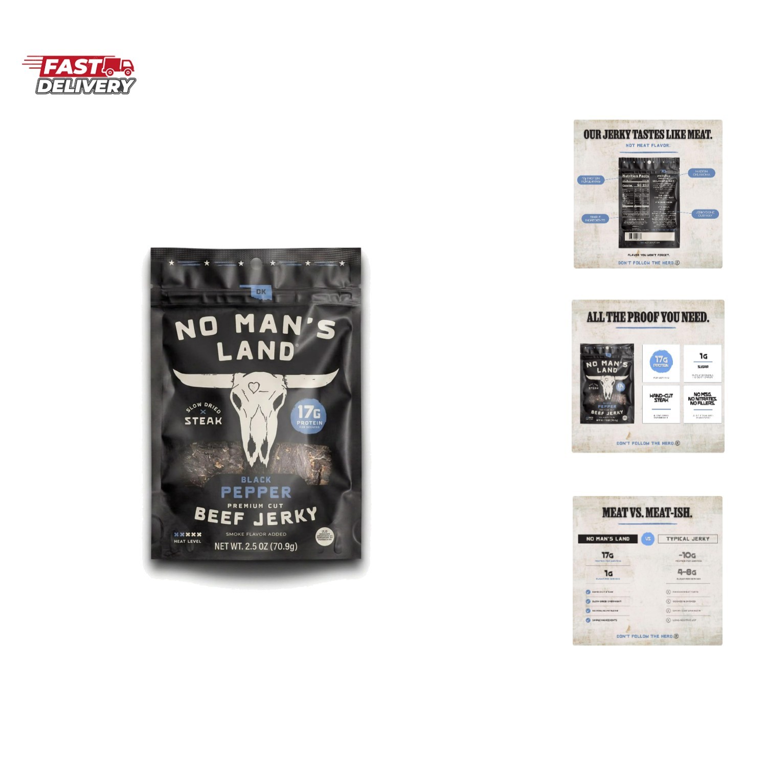 Black Pepper | Slow-Dried, Smoked & Seasoned Jerky Strips | High Protein, Low…