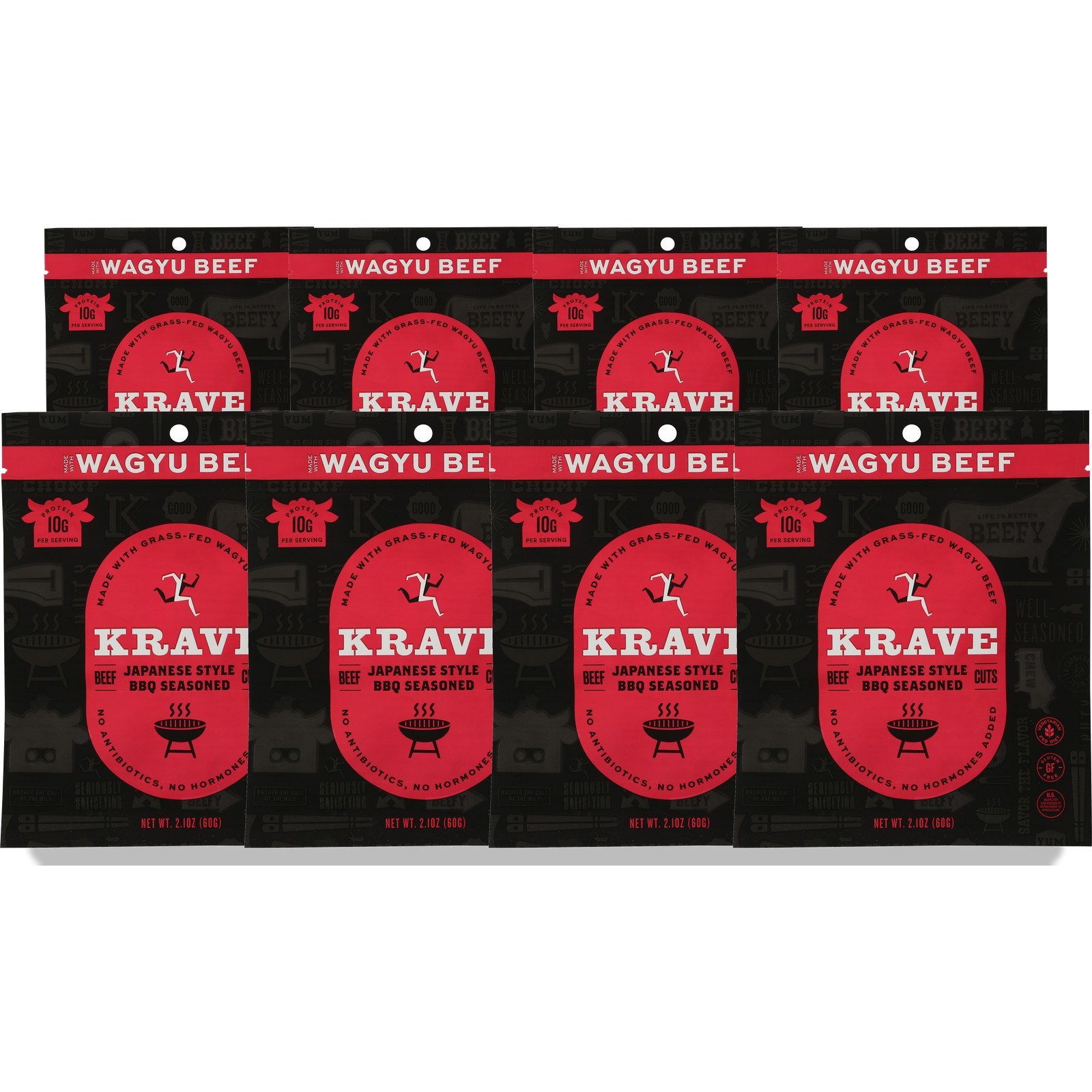 Krave Japanese Style Wagyu Beef Jerky Bbq Seasoned Seasoning 10G 8 Pack