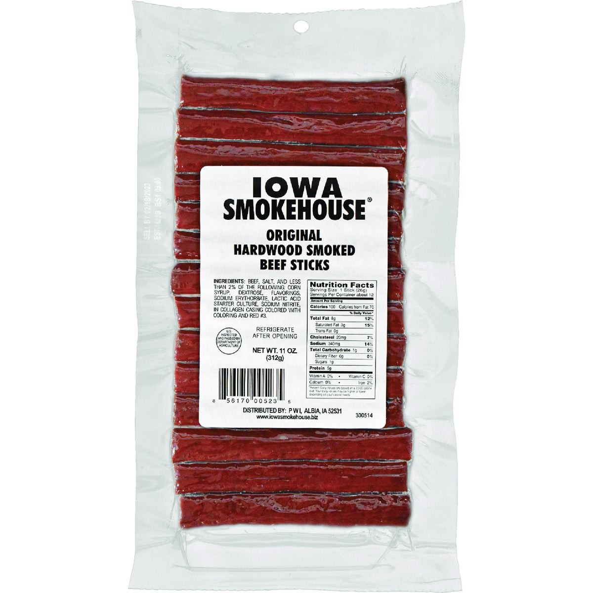 Iowa Smokehouse 11 Oz. Original Smoked Meat Sticks Jerky is-mb11 Pack of 12 Iowa