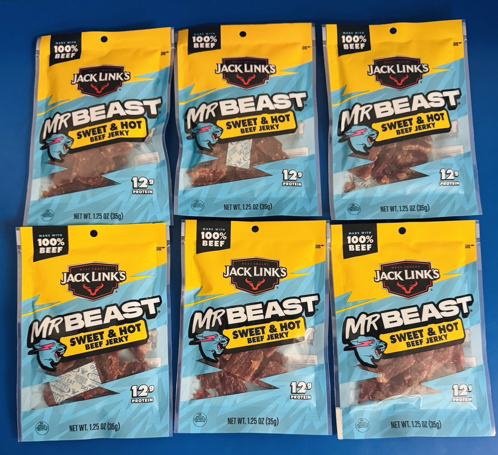(6) Jack Link’s Mr Beast Sweet & Hot Beef Jerky 1.25 oz. Bulk Lot BB: 06/27
