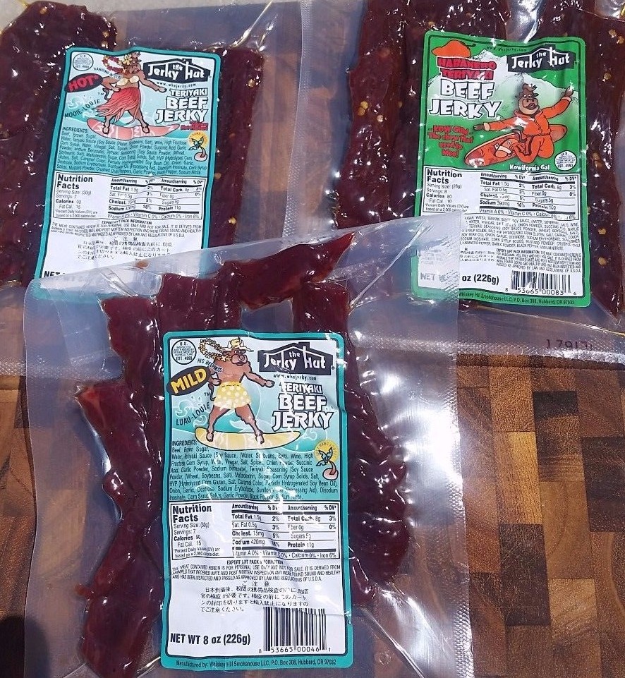TERIYAKI COMBO, The Jerky Hut beef jerky (Mild, Hot, Habanero)