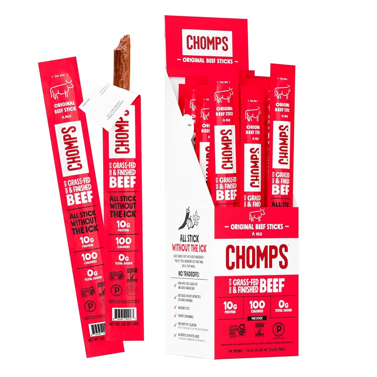 Grass-Fed Beef Jerky Sticks 24-Pack~-