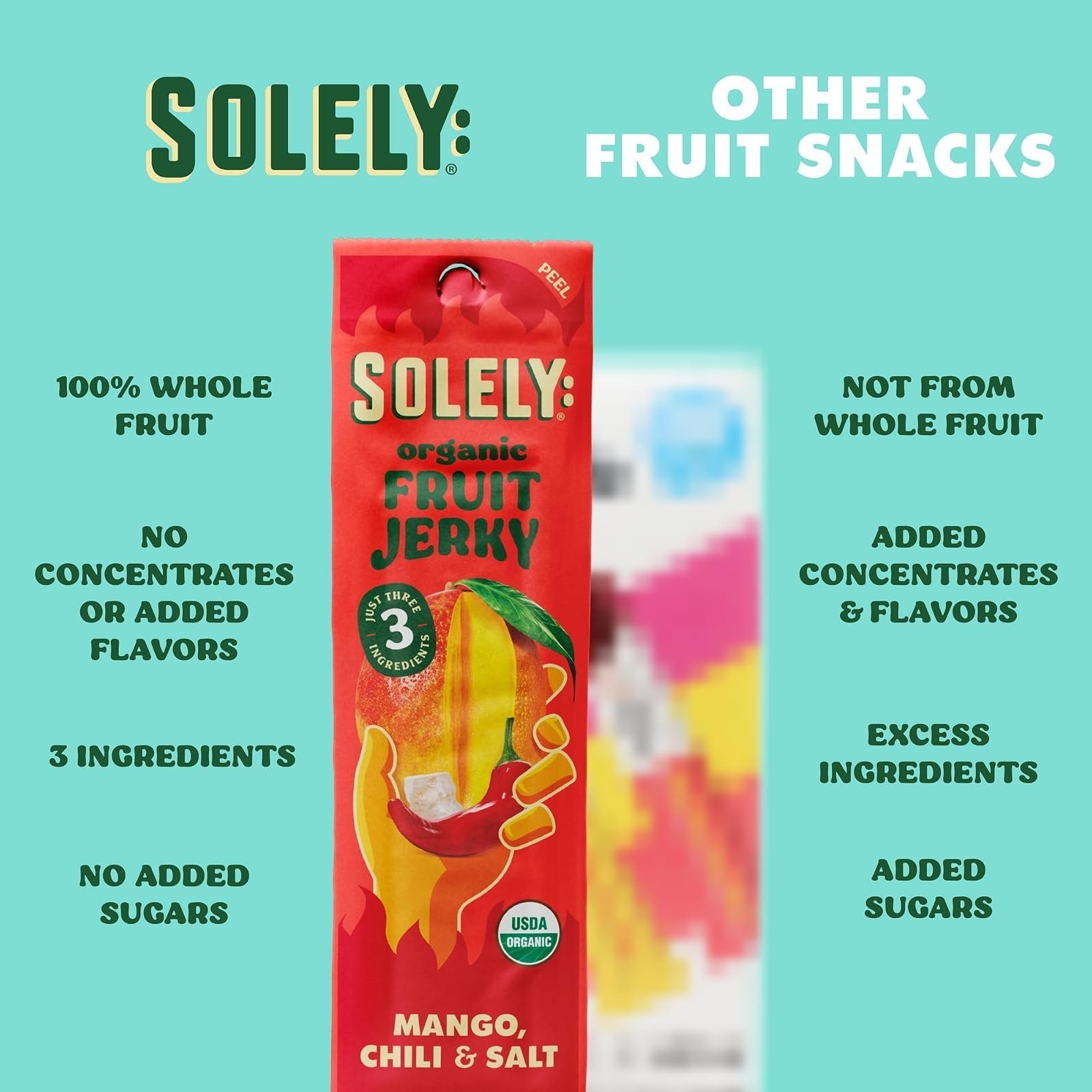 Organic Spicy Mango Chili Jerky – Vegan Healthy Snack – 12 Strips