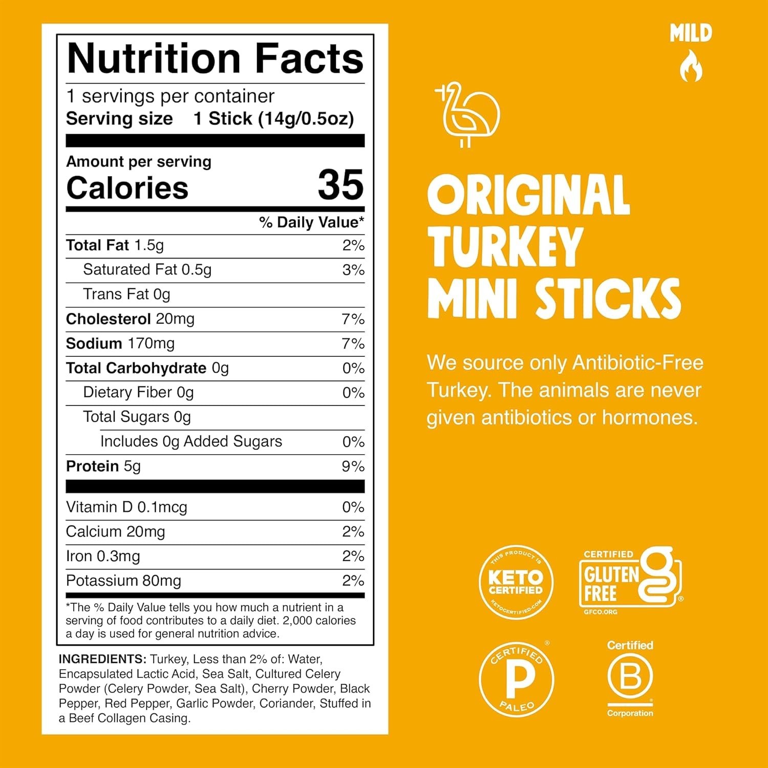 Turkey Meat Sticks, High Protein Snack, 24 Count~-