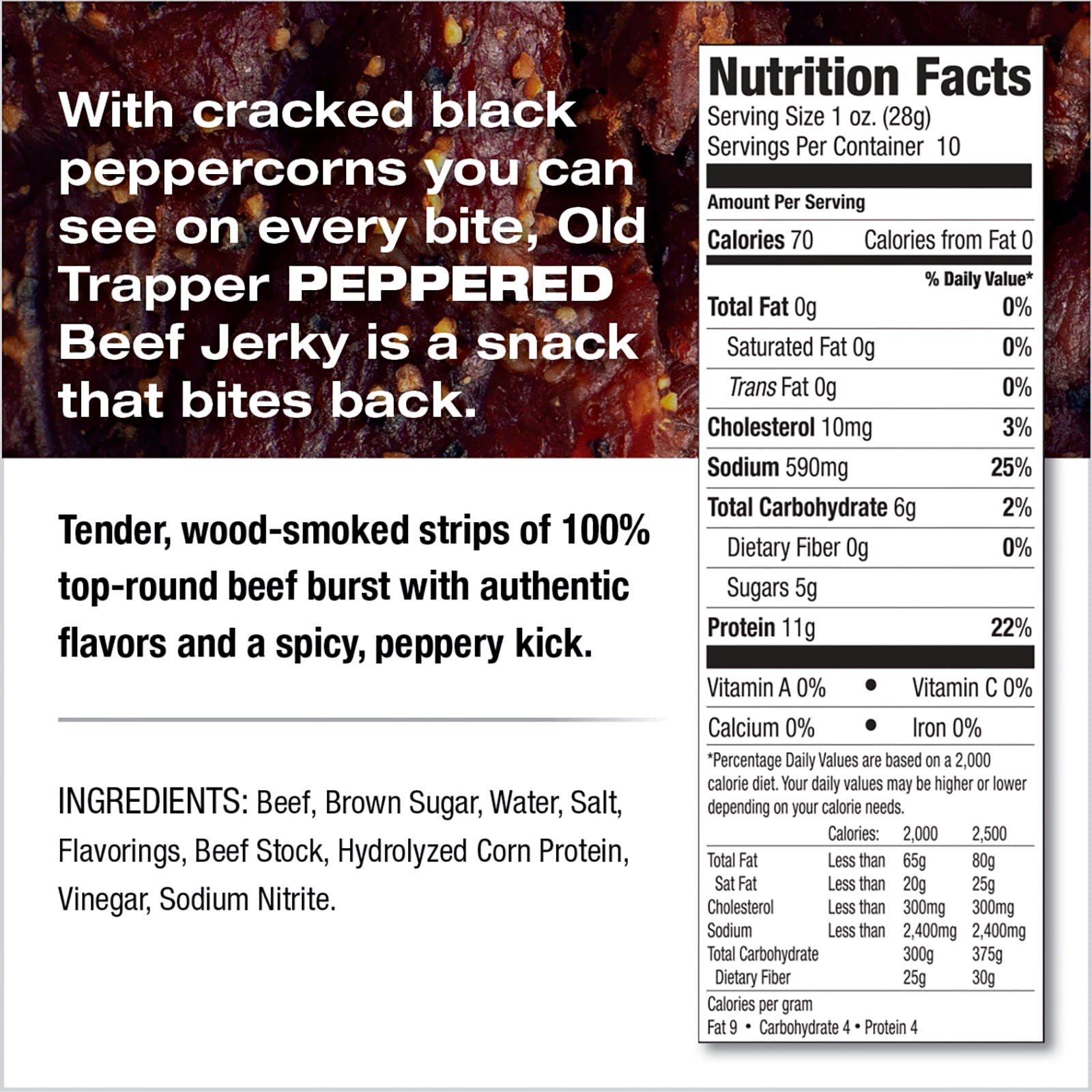 (2 pack) Peppered Beef Jerky 10oz Resealable Bag