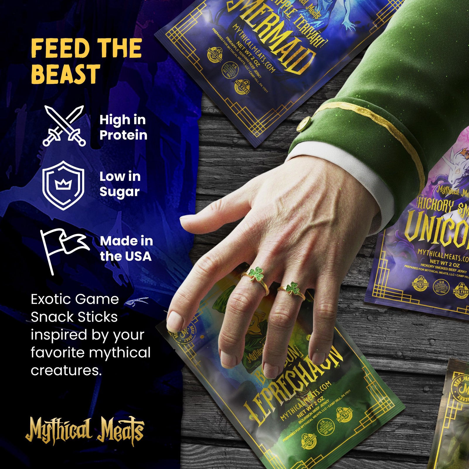 Mythical Meats Exotic Beef Jerky Sampler Pack – 5 Unique Flavors, 2 Oz Snack …