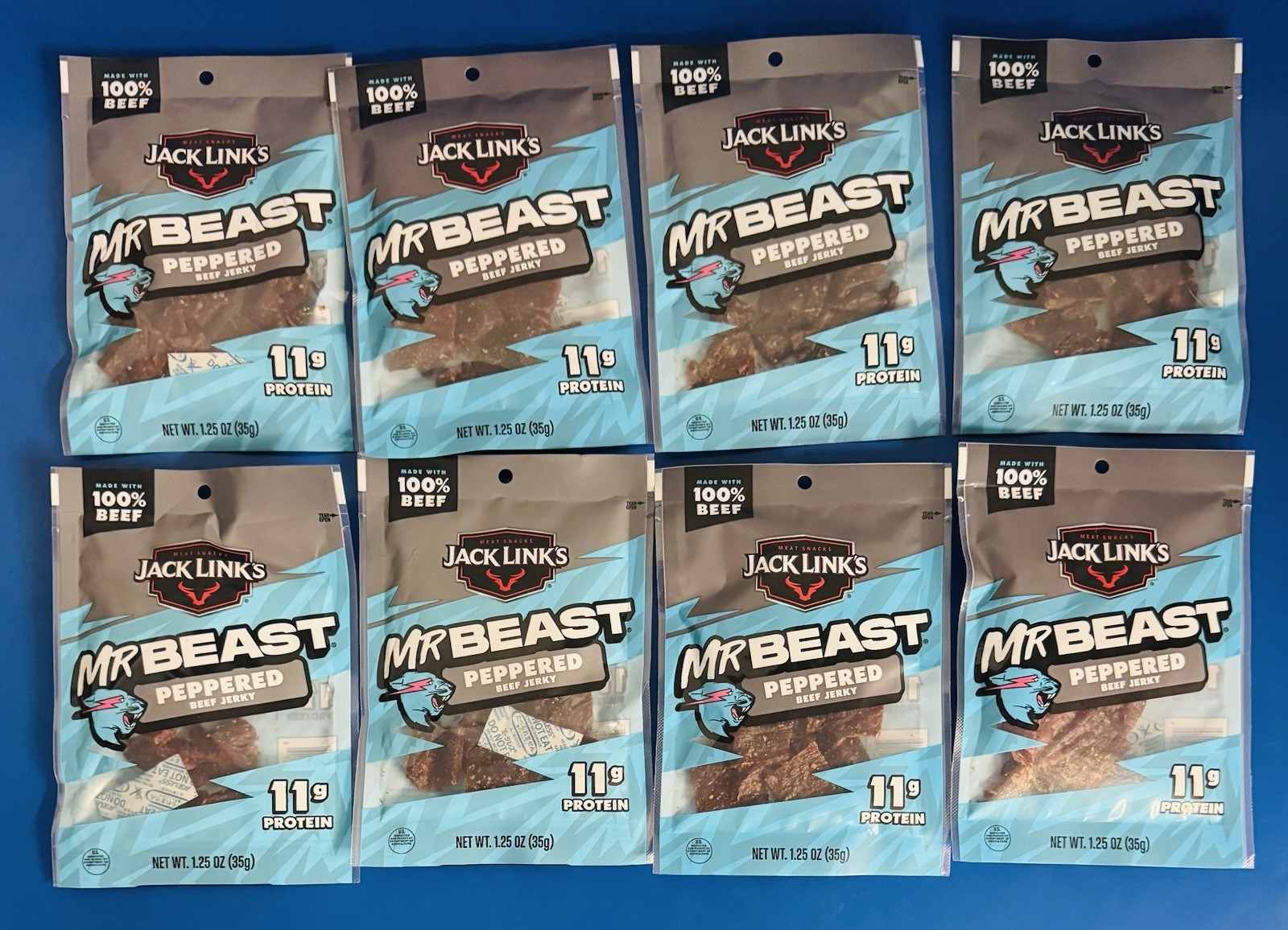 (8) Jack Link’s Mr Beast Peppered Beef Jerky 1.25 oz. Mrbeast Bulk Lot BB: 01/27