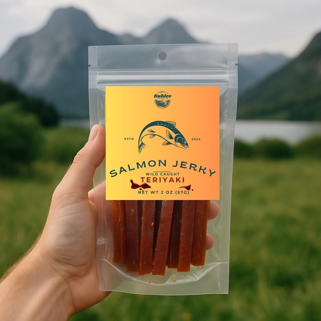 Teriyaki Salmon Jerky – Wild Caught, High Protein, Low Carb Snack, 2 oz