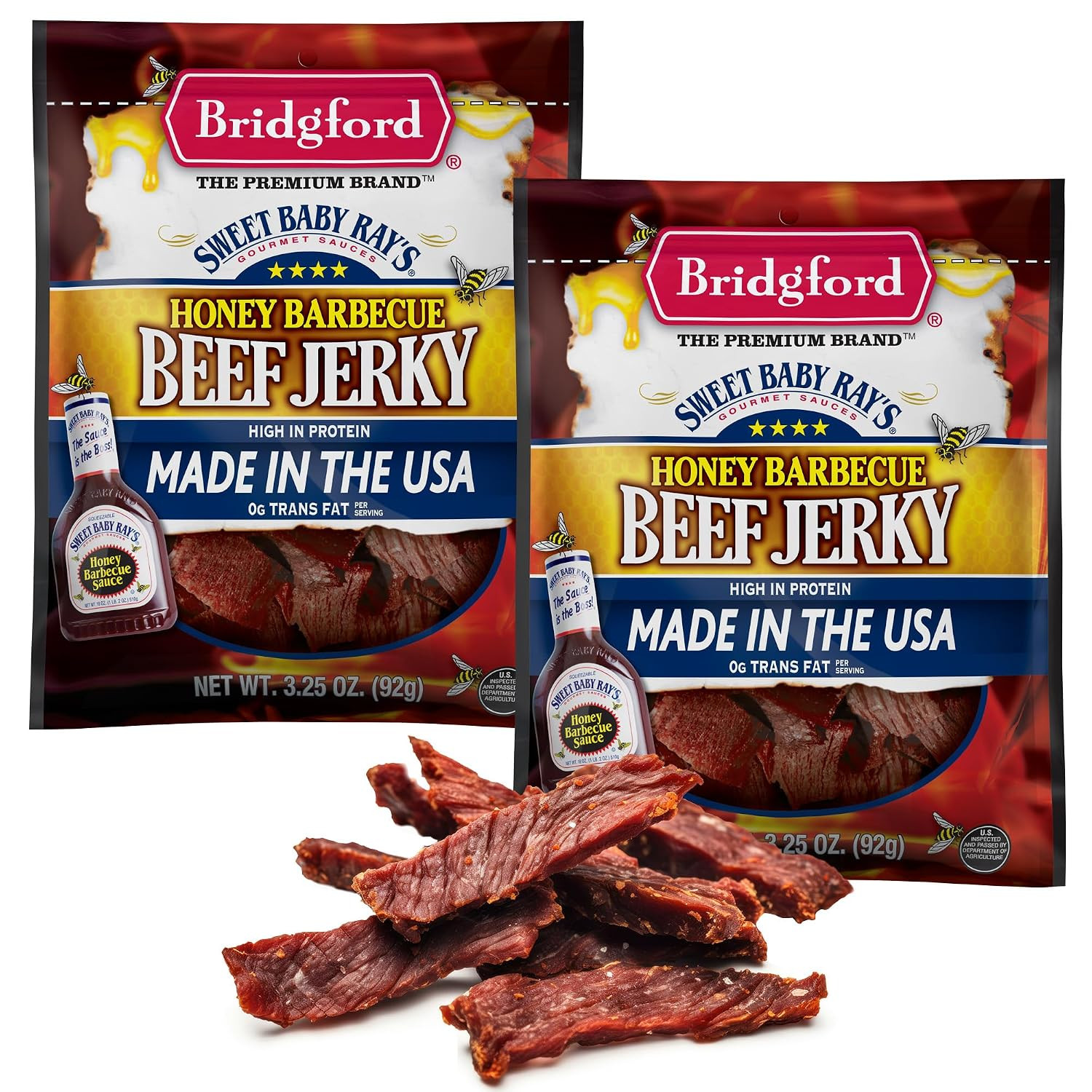 Sweet Baby Ray’S Beef Jerky Honey BBQ 3.25 Oz Pack of 2 – High Protein Jerky for