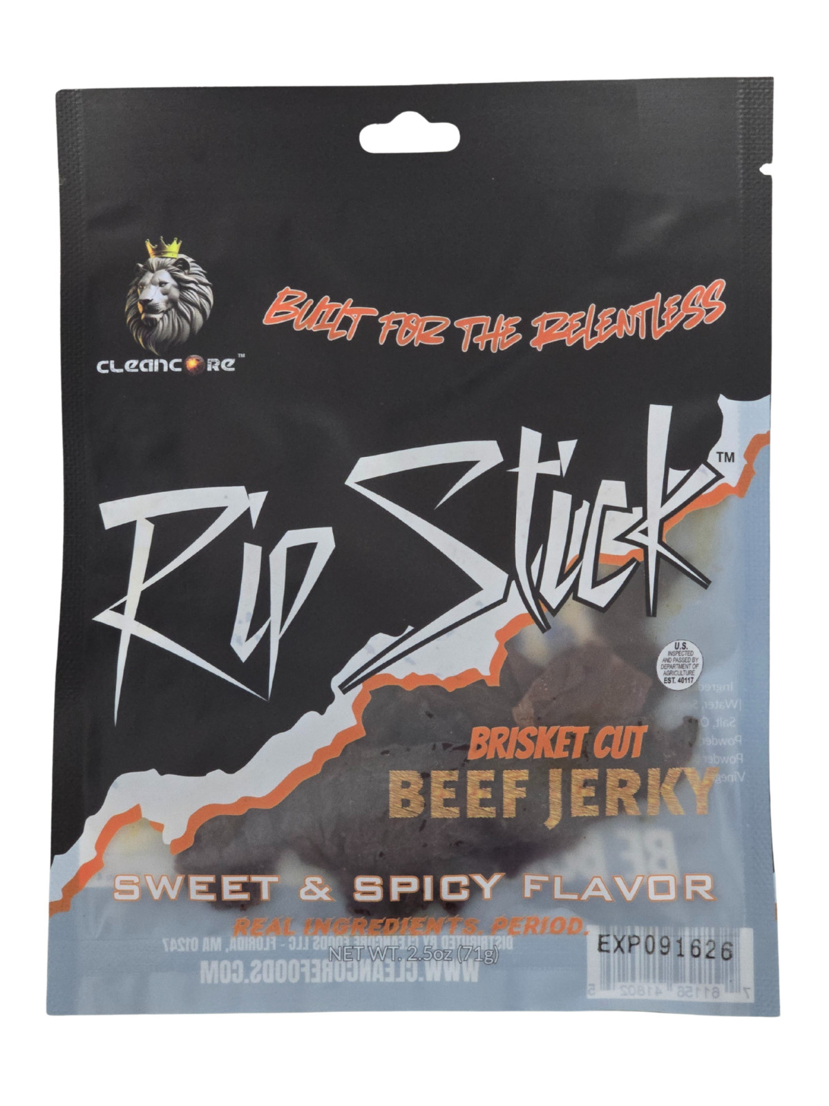 RipStick Sweet & Spicy Brisket Beef Jerky 2.5 oz – High Protein, USA