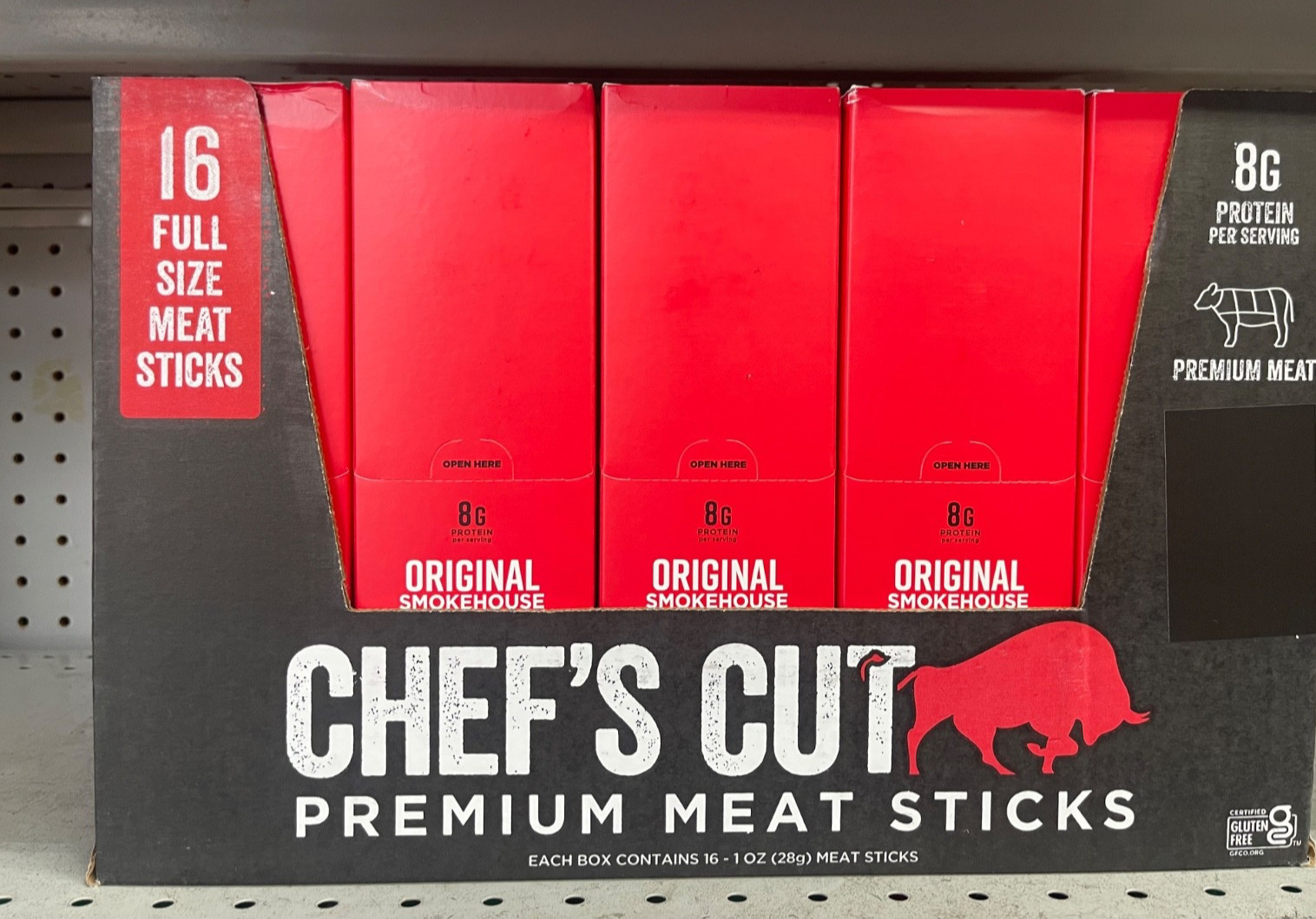 Chef’s Cut Original Smokehouse Smoked Beef & Pork Sticks 16 Pack Real Jerky 16oz