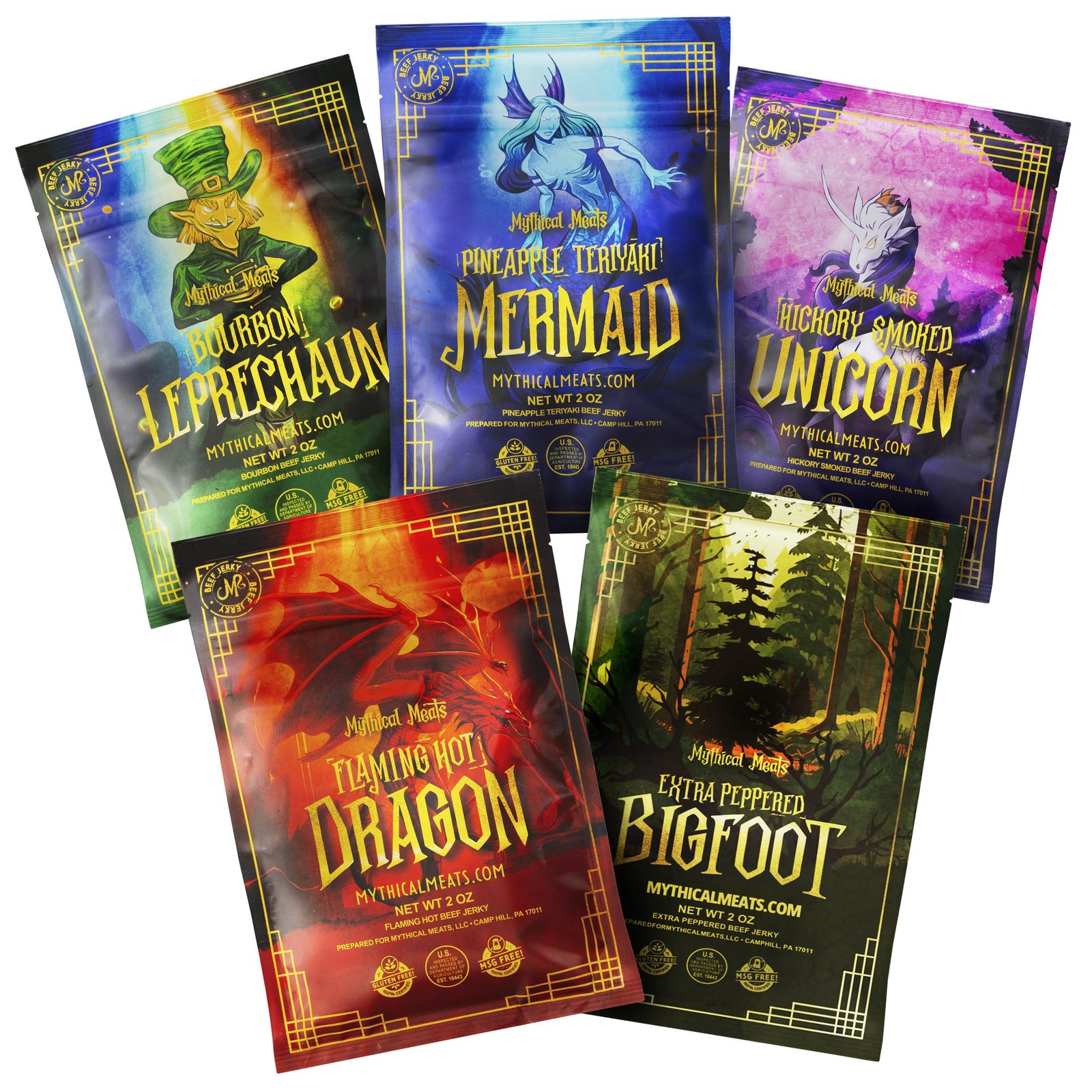 Mythical Meats Exotic Beef Jerky Sampler Pack – 5 Unique Flavors, 2 Oz Snack …