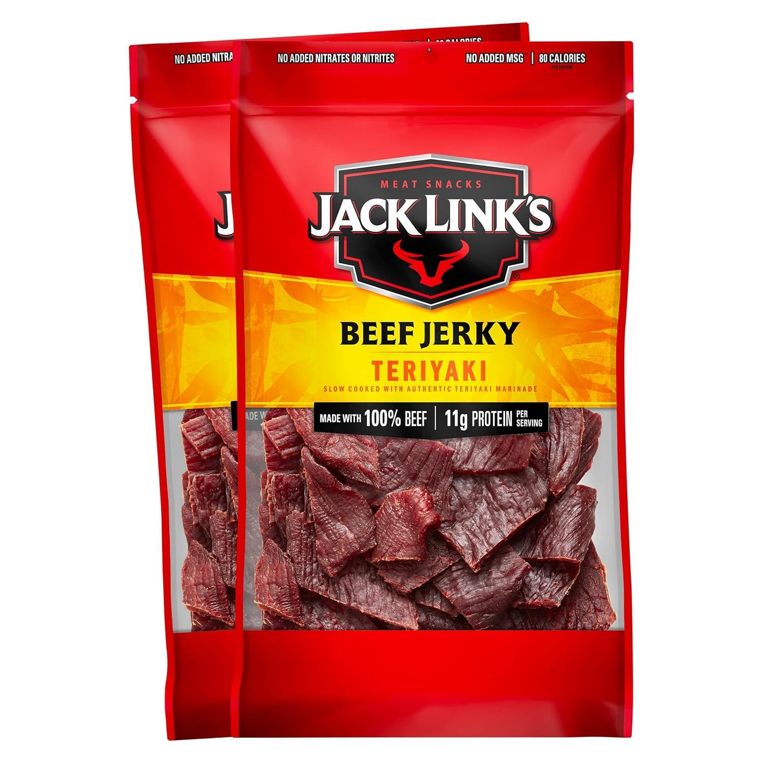 Jack Link’S Teriyaki Beef Jerky – (2 Pack) 9 Oz Bag – Ready to Eat Protein Snack