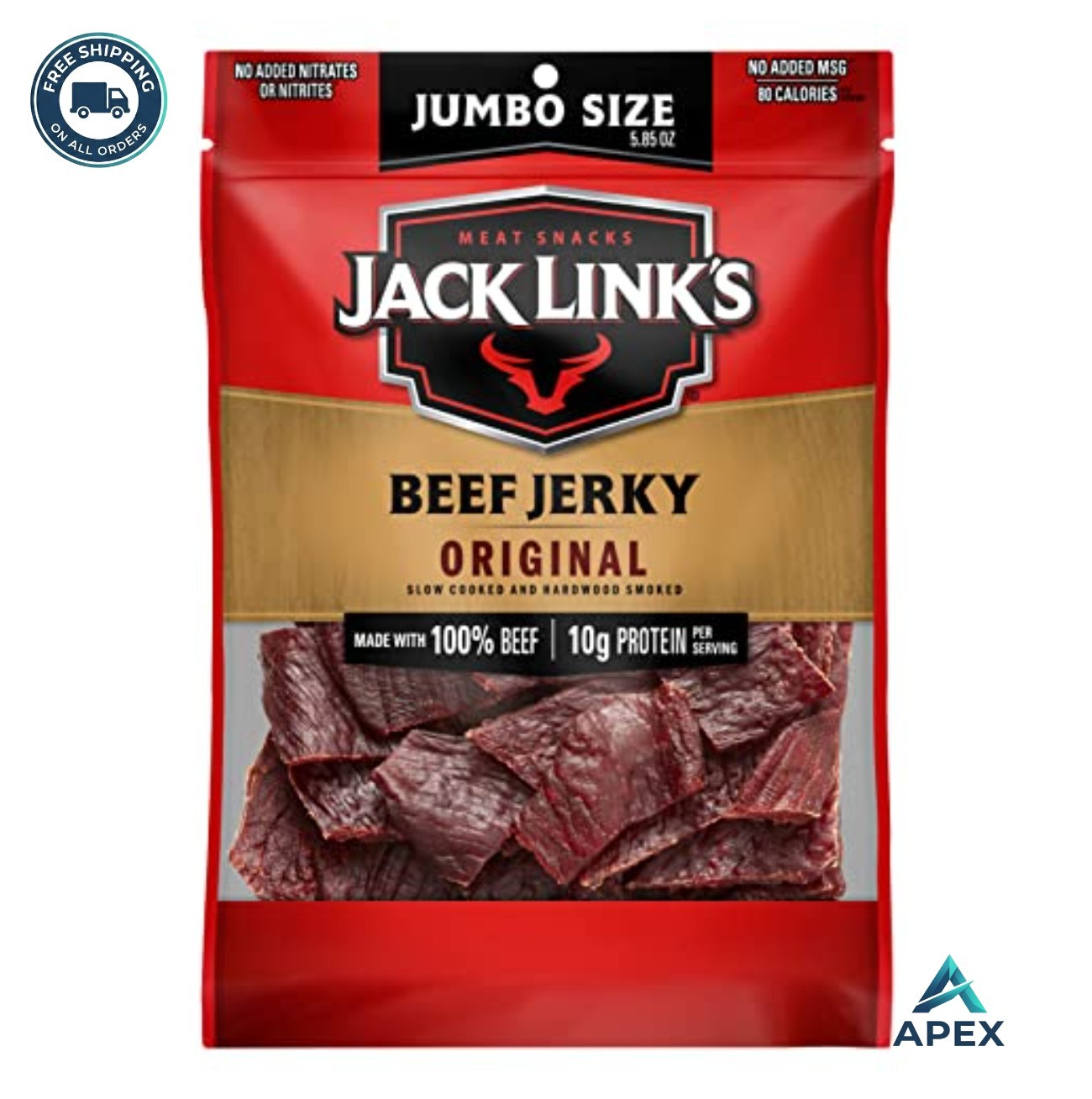 Beef Jerky Original 5.85 Oz Resealable Bag High Protein Snack