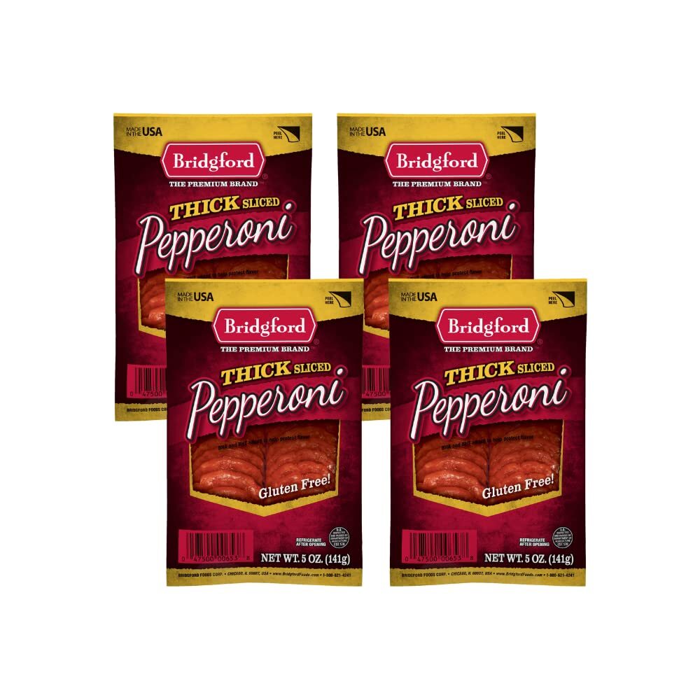 Bridgford Sliced Pepperoni 5 oz Pack of 4 – Gluten-Free Pepperoni Slices