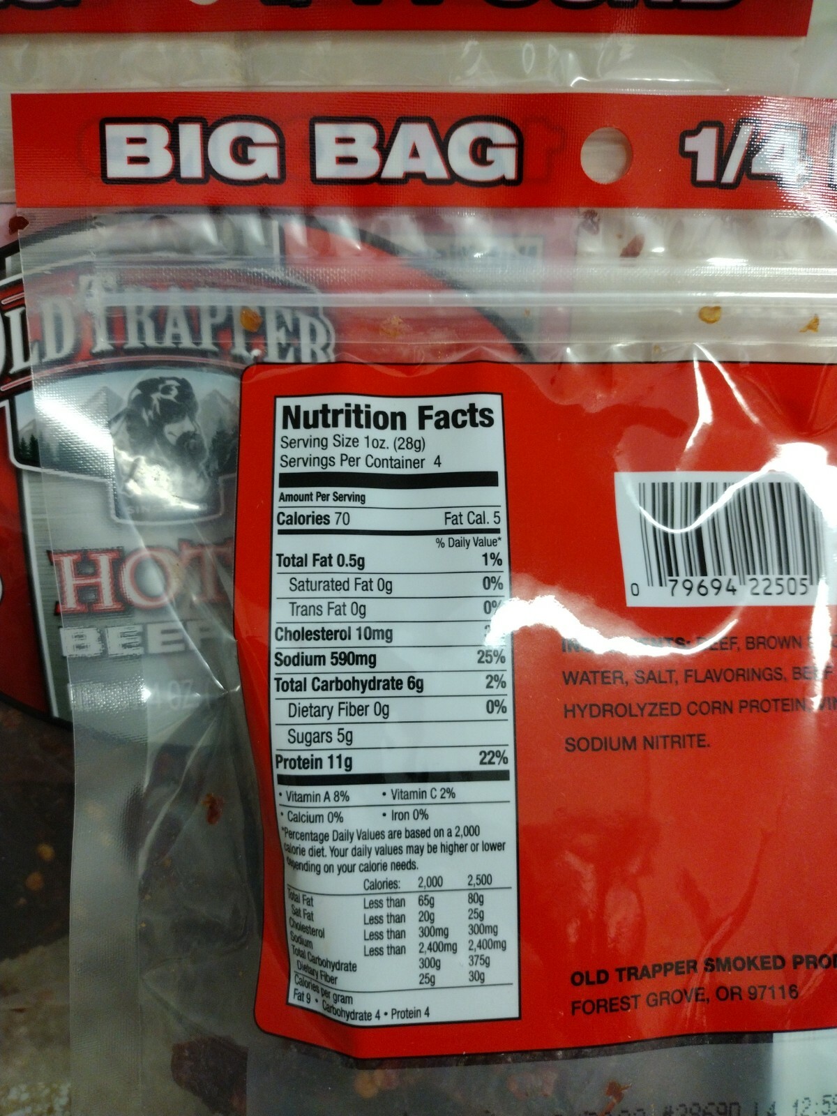 2 Bags Old Trapper 4 Oz Naturally Smoked Hot & Spicy Beef Jerky BB 10/2023