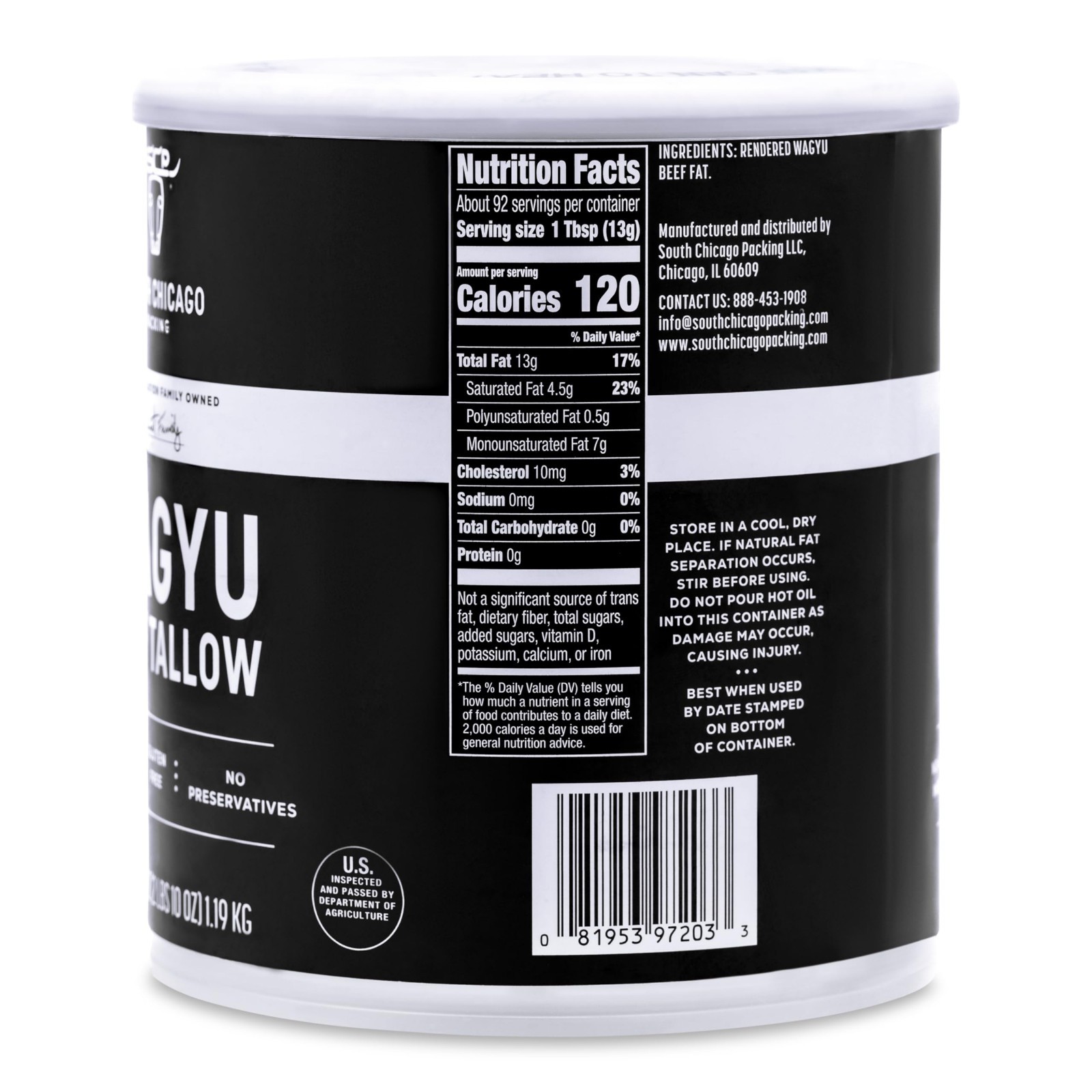 100% Pure Wagyu Beef Tallow, 42oz – Paleo Keto Cooking Fat for Searing & Frying