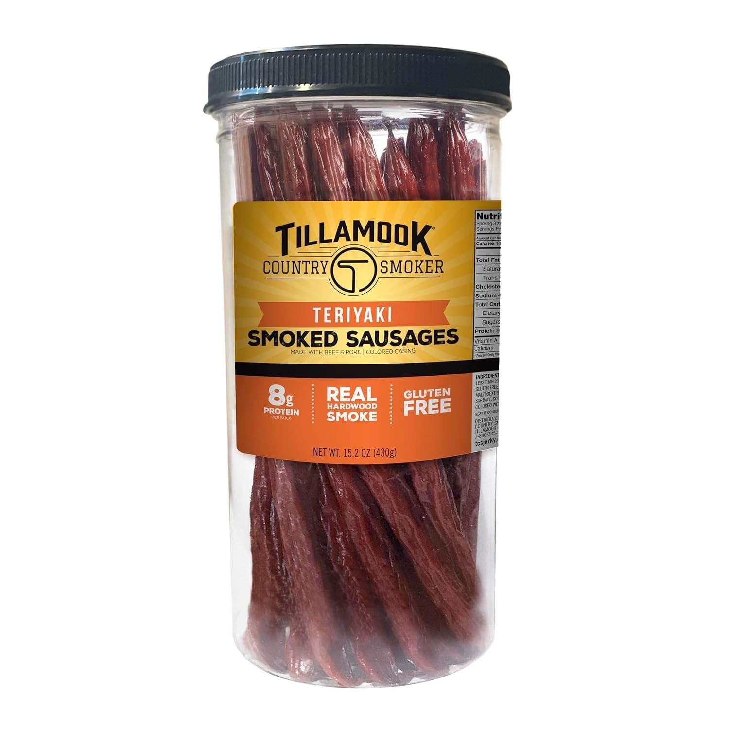 Real Hardwood Smoked Teriyaki Sausages – 15.2 Oz Jar, 20 Count Snack Delight