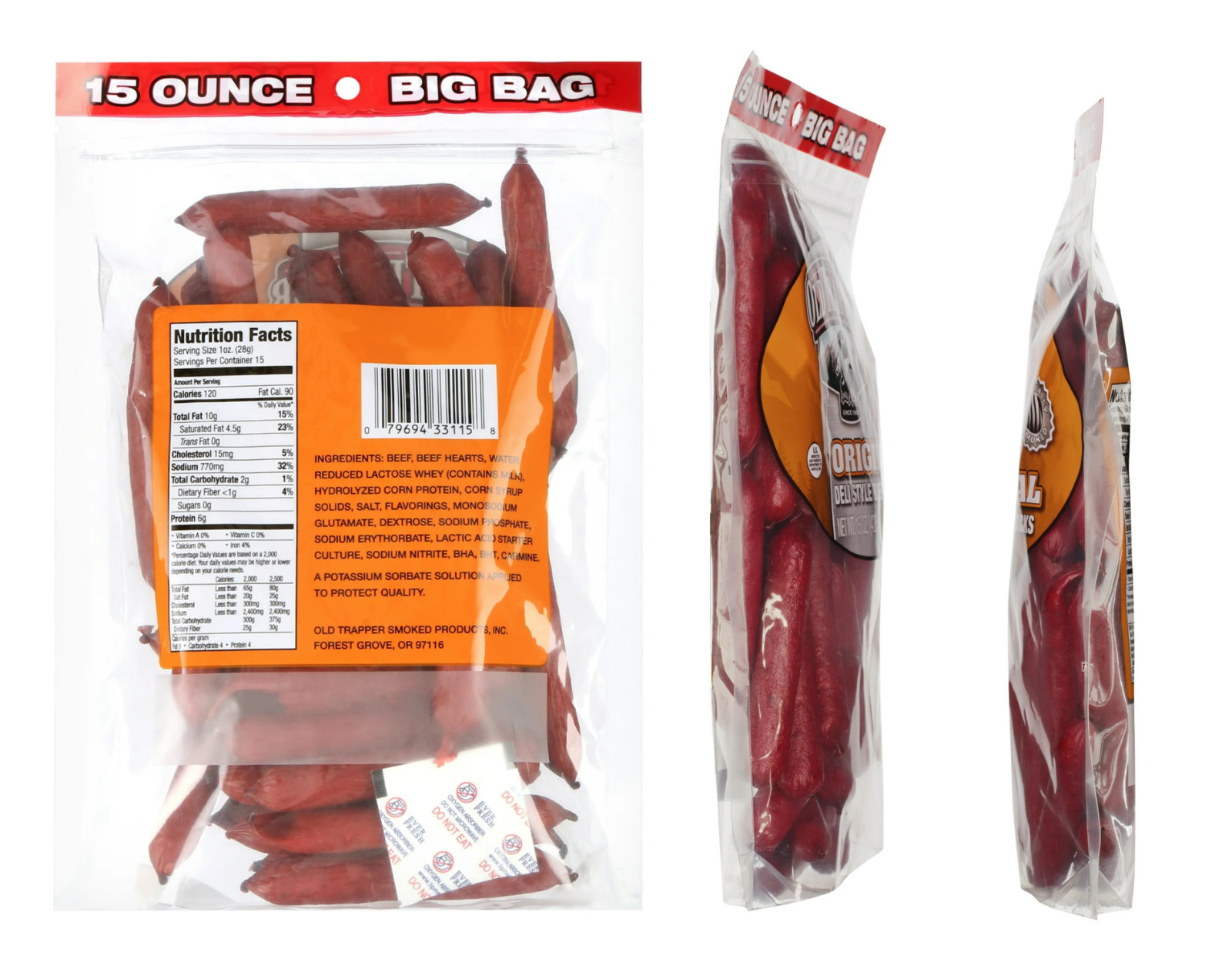 Old Trapper original Beef stick 15oz Resealable Bag… Free Shipping