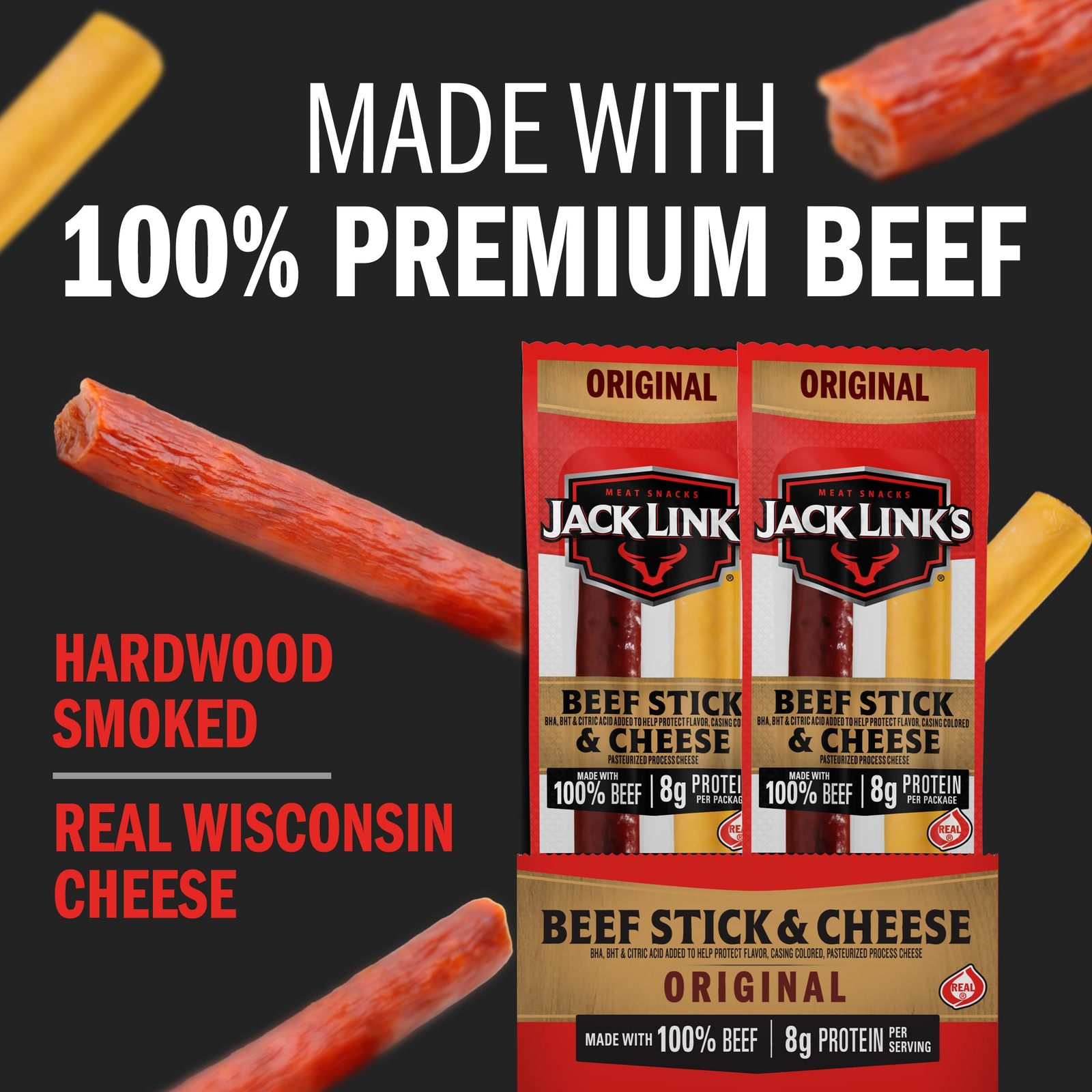 Original Beef Jerky and Wisconsin Cheese Combo Pack 16 Count Protein Snack