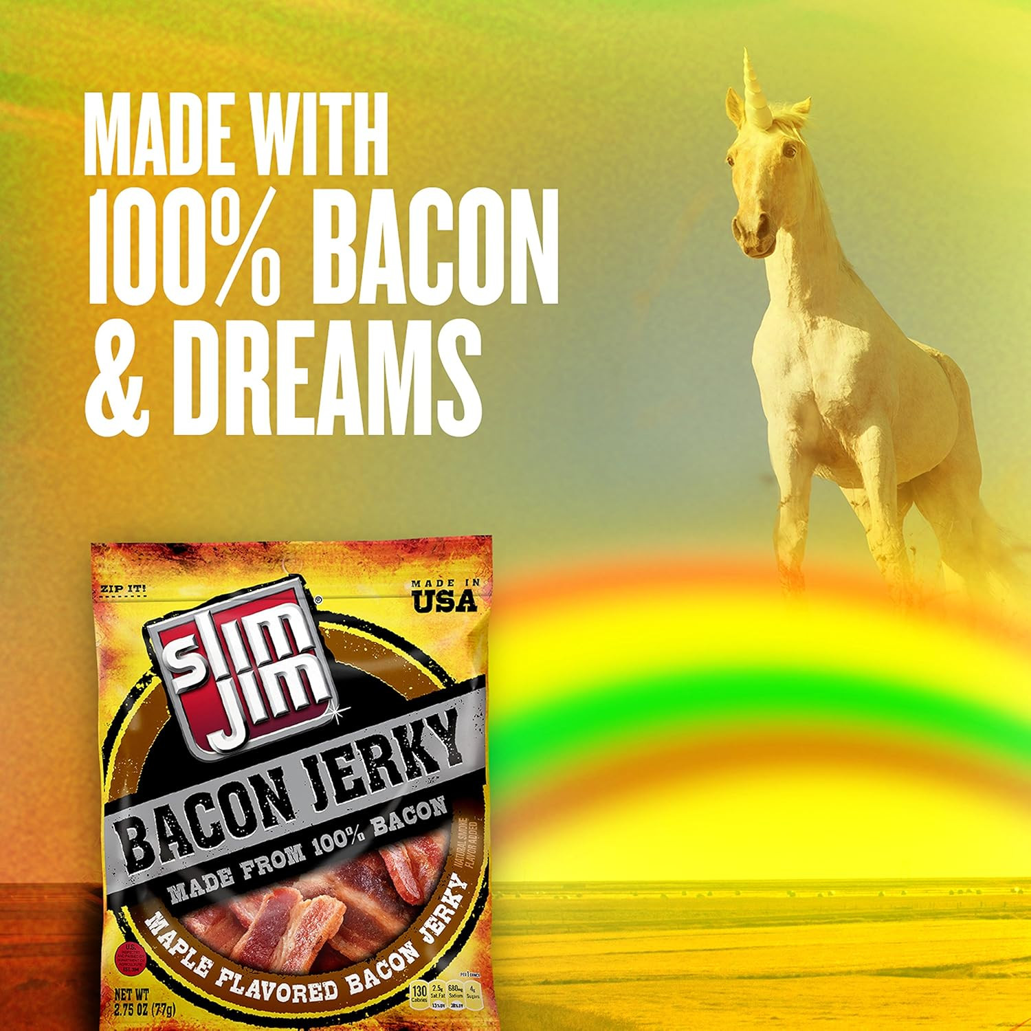 Bacon Jerky, Maple Flavor Meat Snacks, Easy, On-The-Go School, Work and Travel S