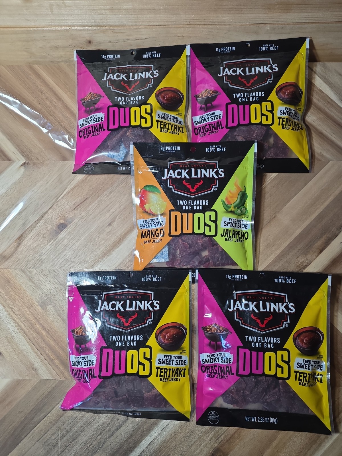 Jack Link’s Dou’s Original / Teriyaki & Mango/ Jalapeno 100% Beef Jerky, 5 Bags